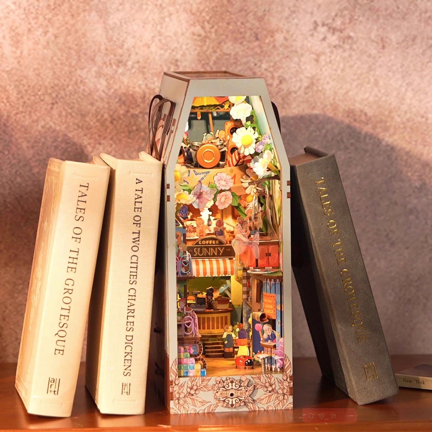 TONECHEER 3D Wooden Puzzle DIY Book Nook Kit (Mini Town)