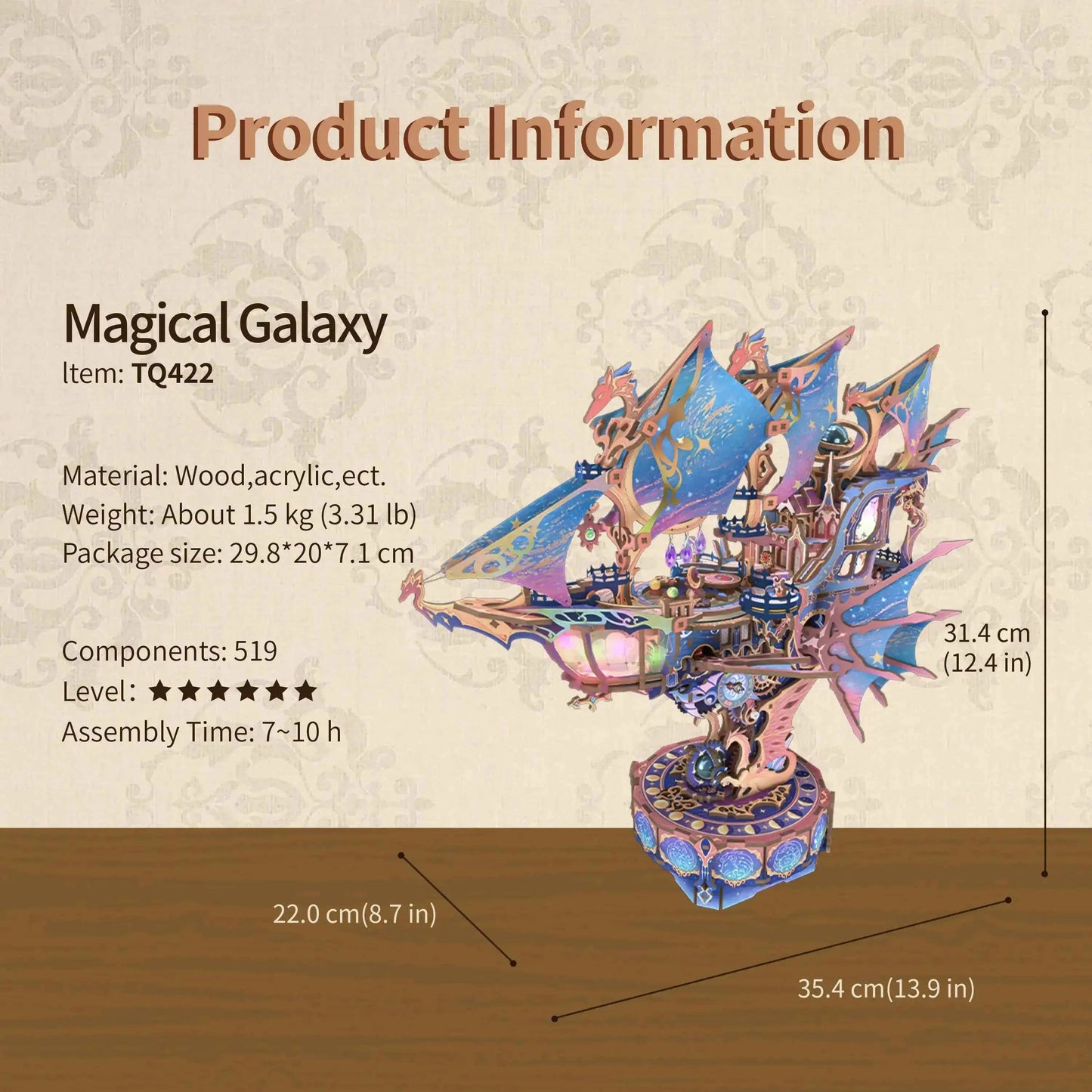 TONECHEER DIY 3D Puzzle Transmission Model Kit (Magical Galaxy)