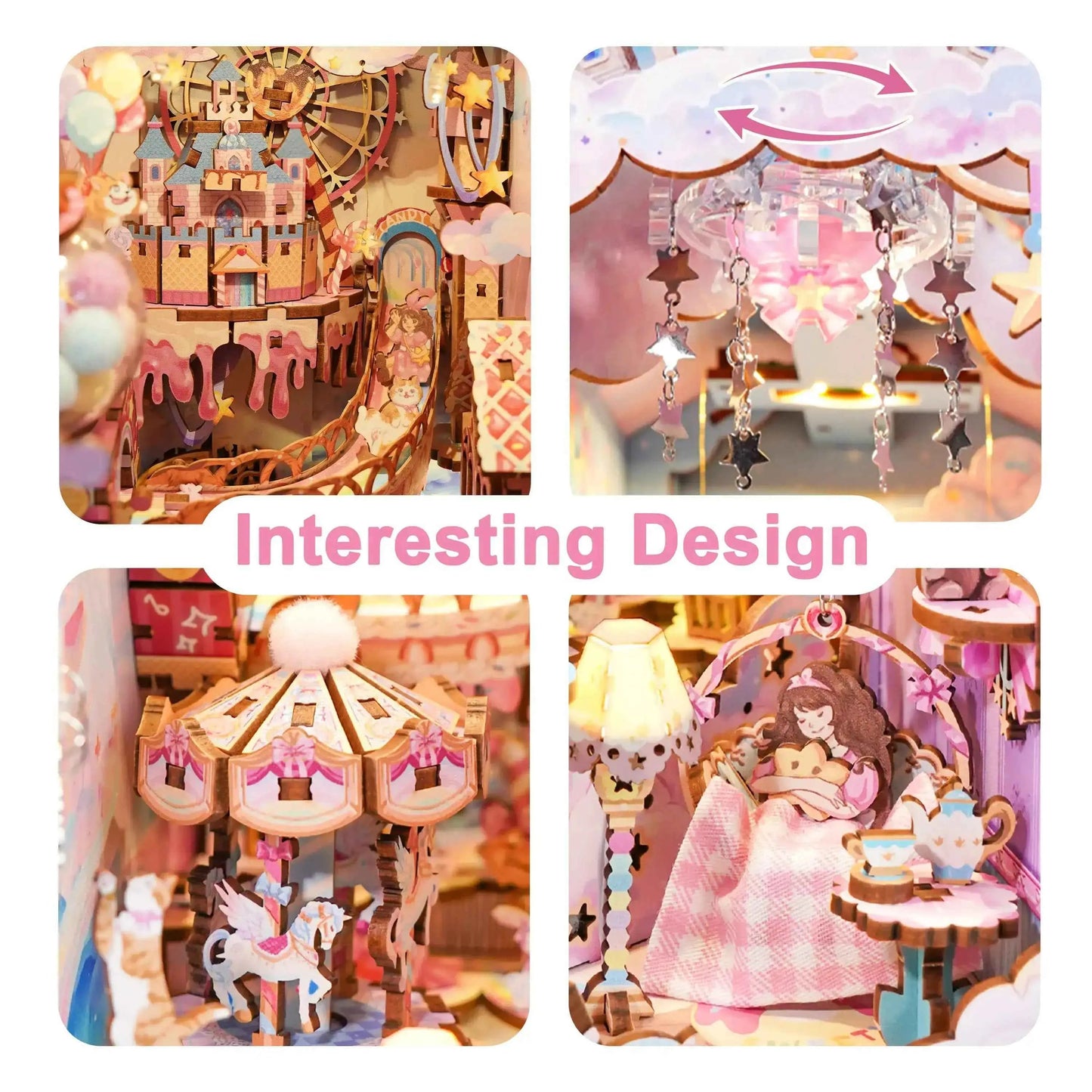 TONECHEER 3D Wooden Puzzle DIY Book Nook Kit (Sweet Dream)
