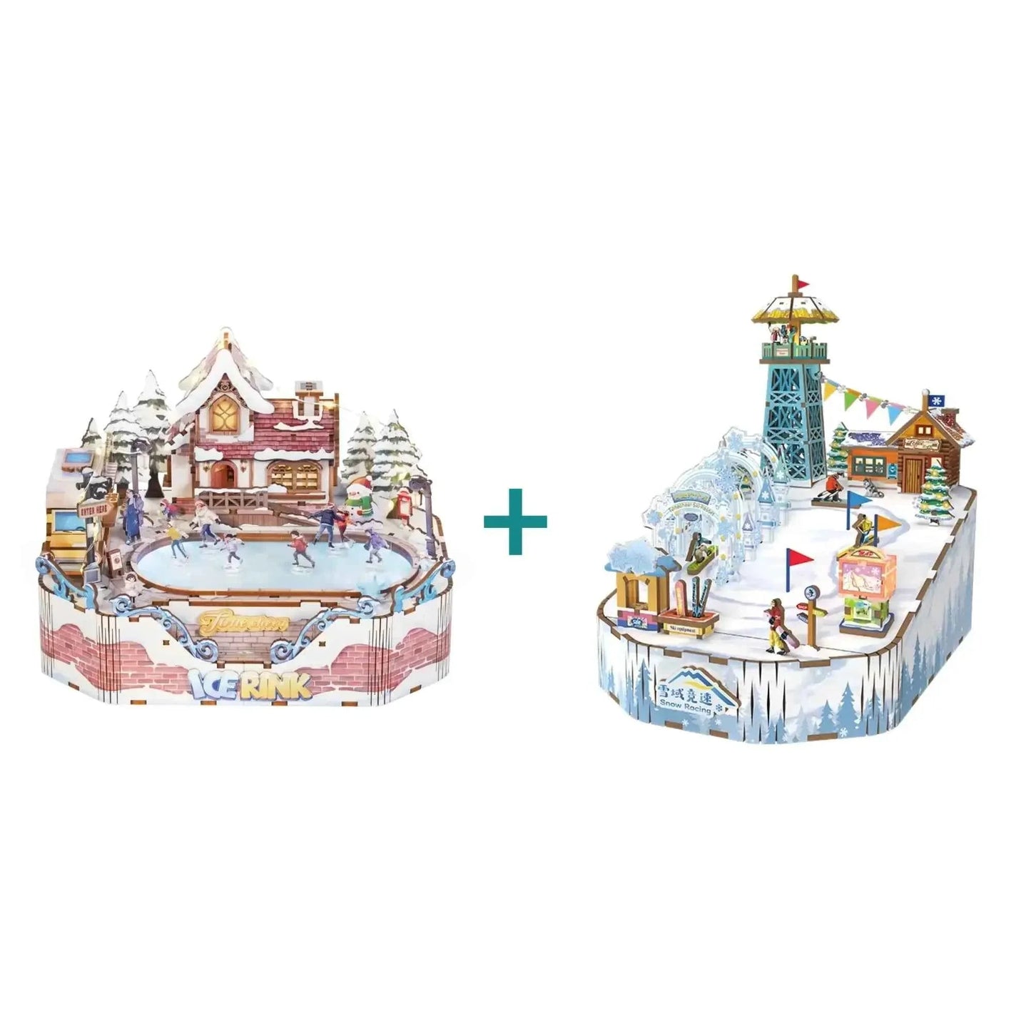 TONECHEER 3D Creative Musical Puzzle DIY Rotating Music Box Kit (Ice Rink)