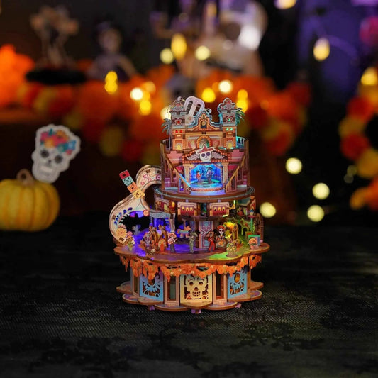 TONECHEER 3D Creative Musical Puzzle DIY Rotating Music Box Kit (Dreams wander)