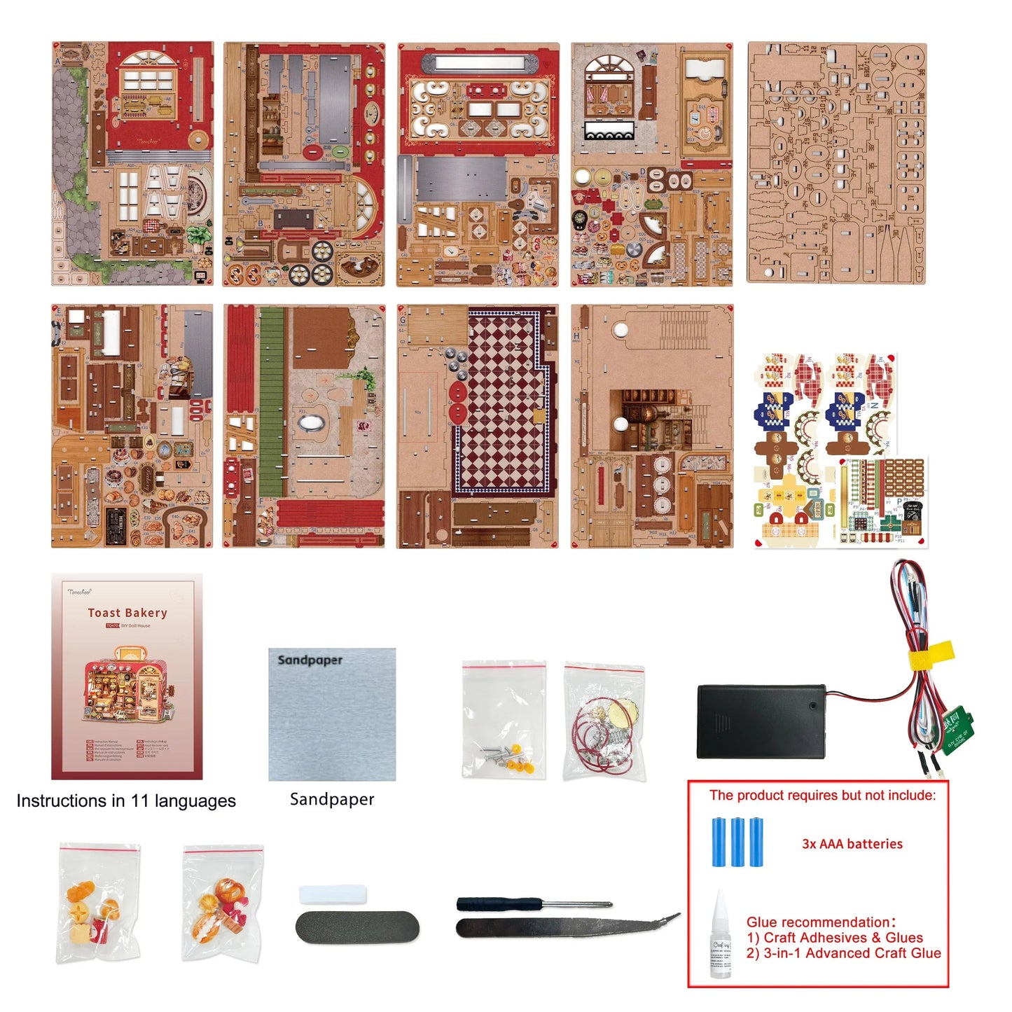 TONECHEER 3D Puzzle DIY Miniature House (Toast Bakery)
