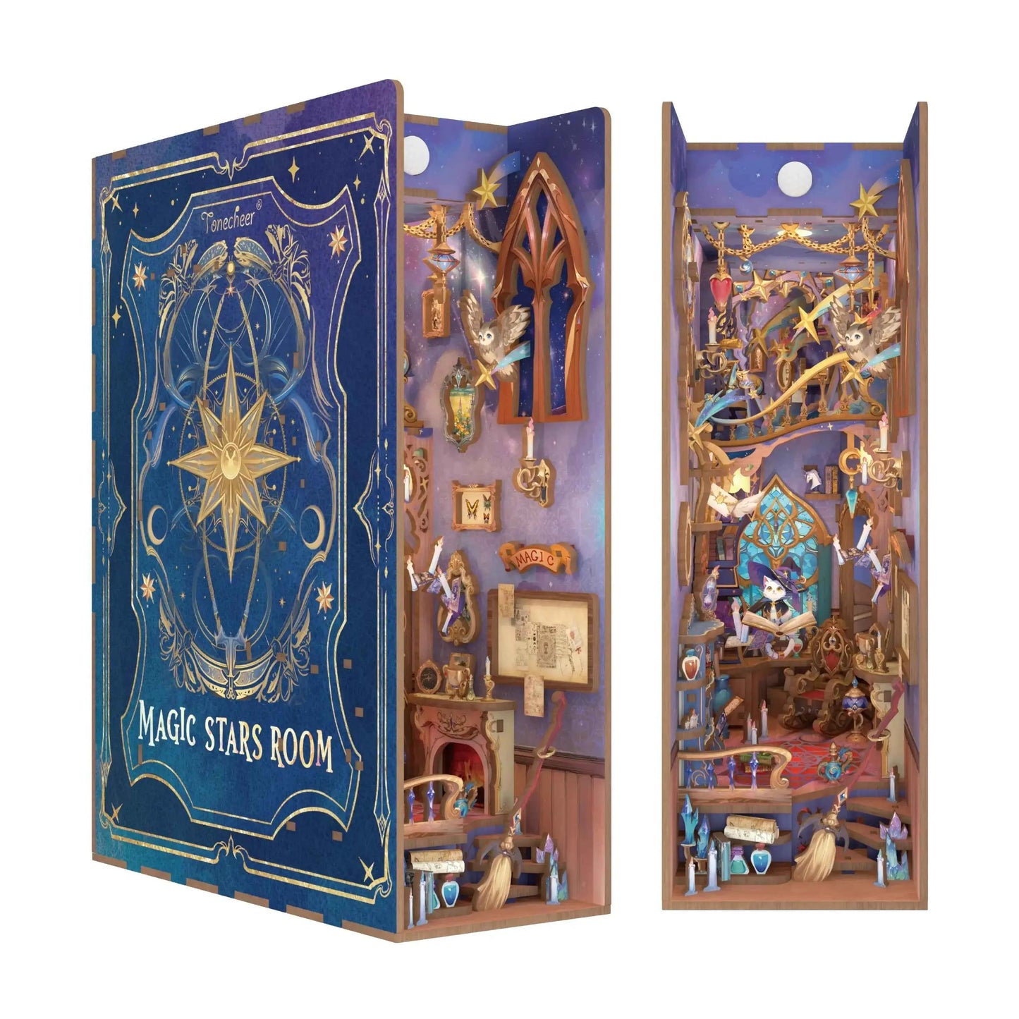 TONECHEER 3D Wooden Puzzle DIY Book Nook Kit (Magic Stars Room)