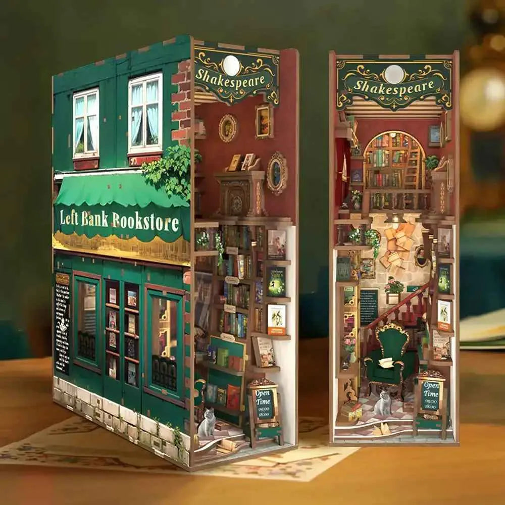 TONECHEER 3D Wooden Puzzle DIY Book Nook Kit (Left Bank Bookstore)