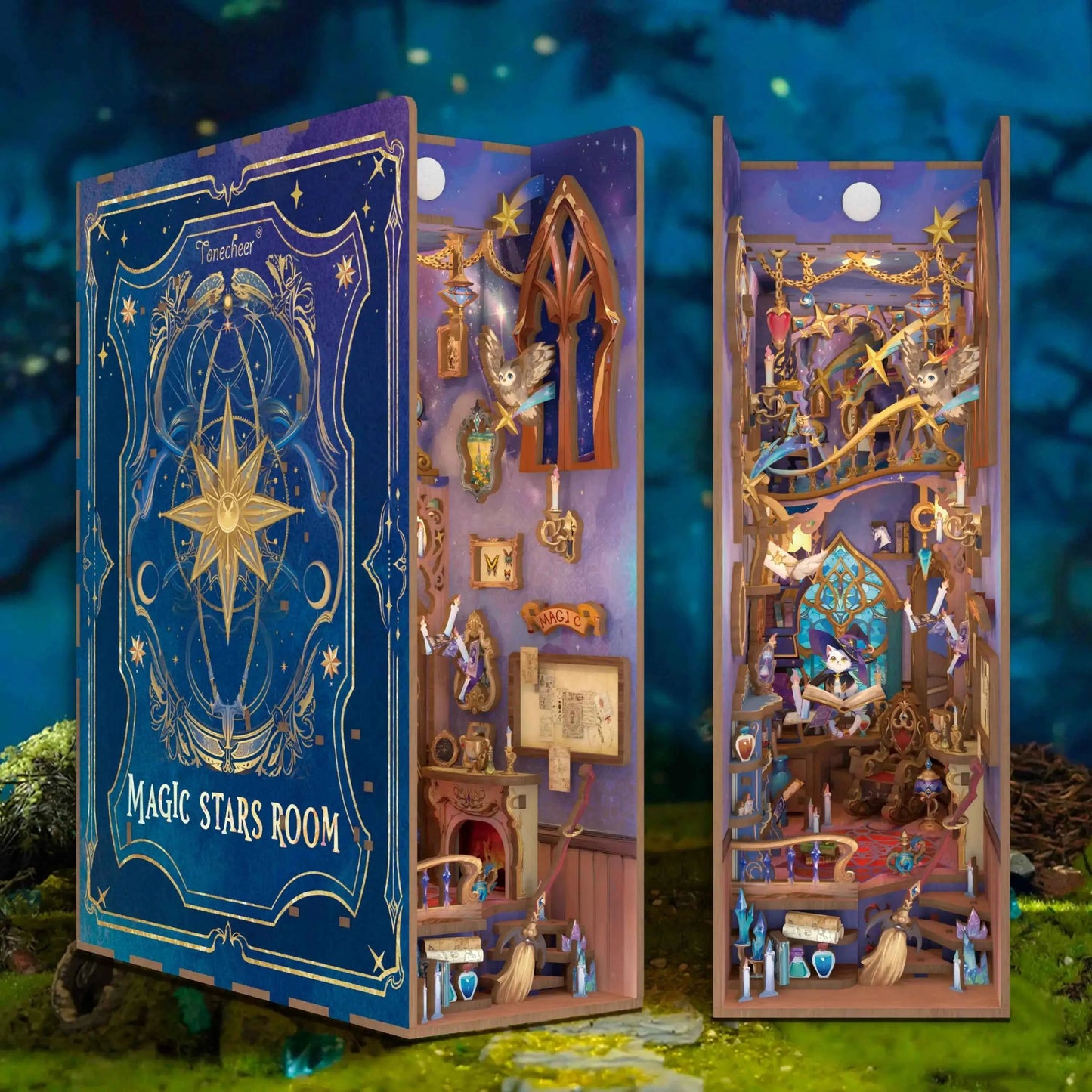 TONECHEER 3D Wooden Puzzle DIY Book Nook Kit (Magic Stars Room)