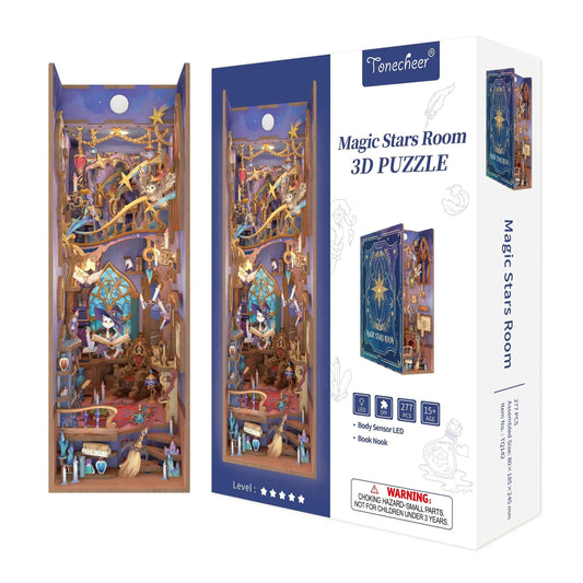 TONECHEER Mid-Year Flash Sale 3D Wooden Puzzle DIY Book Nook Kit (Magic Stars Room)