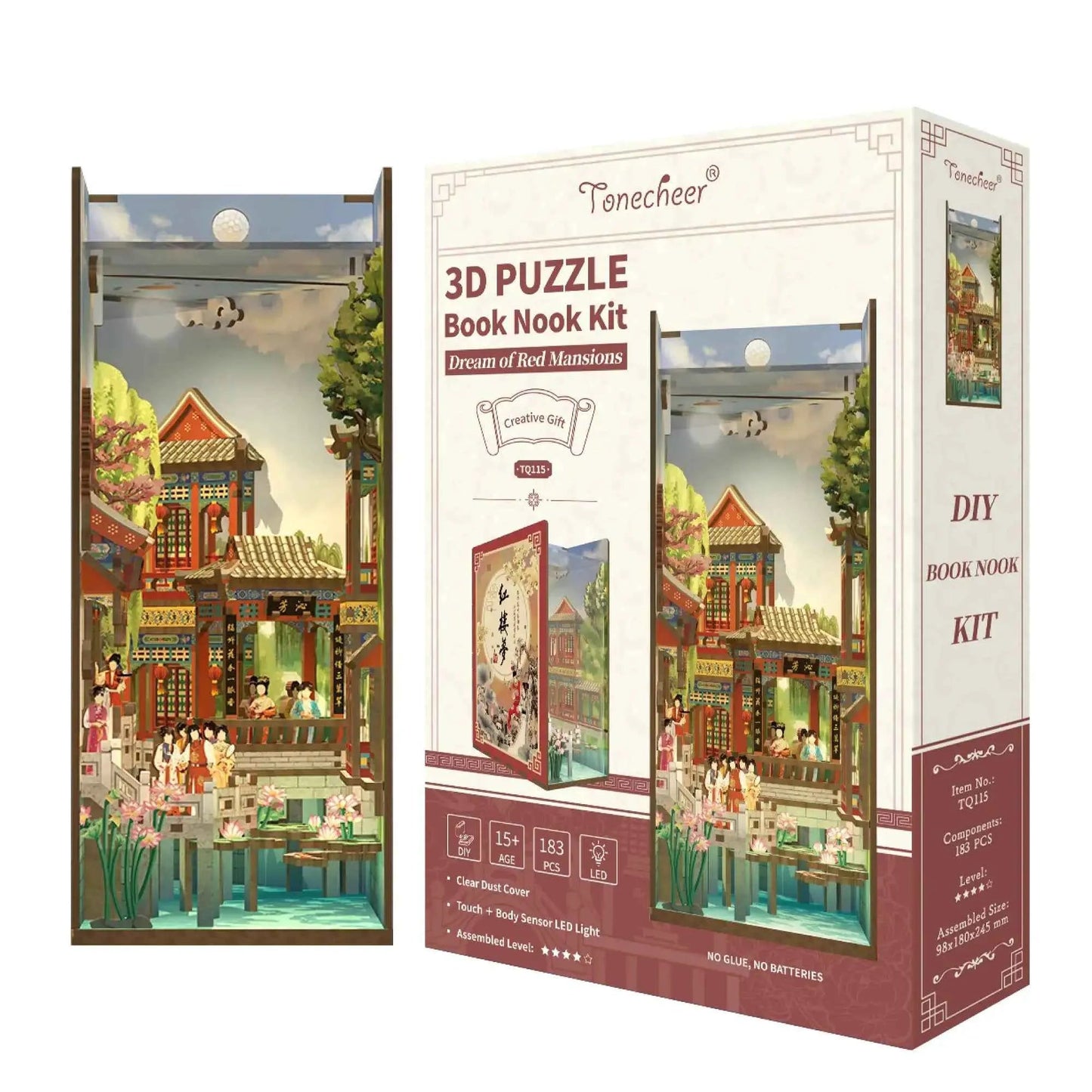 Pure Snoze 3D Wooden Puzzle DIY Book Nook Kit (Dream of Red Mansions)