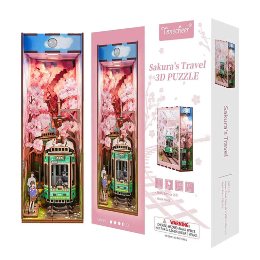 Pure Snoze 3D Wooden Puzzle DIY Book Nook Kit (Sakura's Travel)