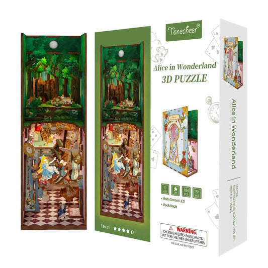 TONECHEER Mother's Day FLASH SALE 3D Wooden Puzzle DIY Book Nook Kit (Alice in Wonderland)