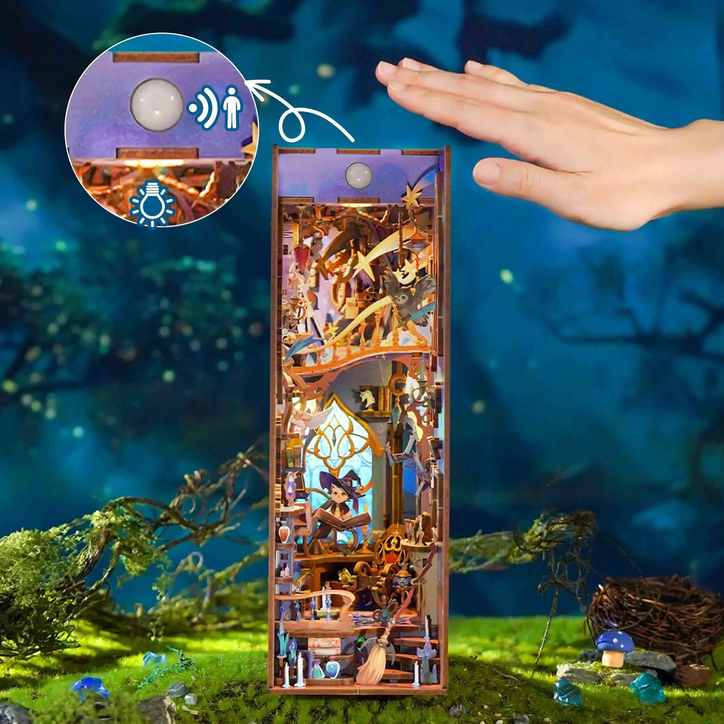 TONECHEER Mid-Year Flash Sale 3D Wooden Puzzle DIY Book Nook Kit (Magic Stars Room)
