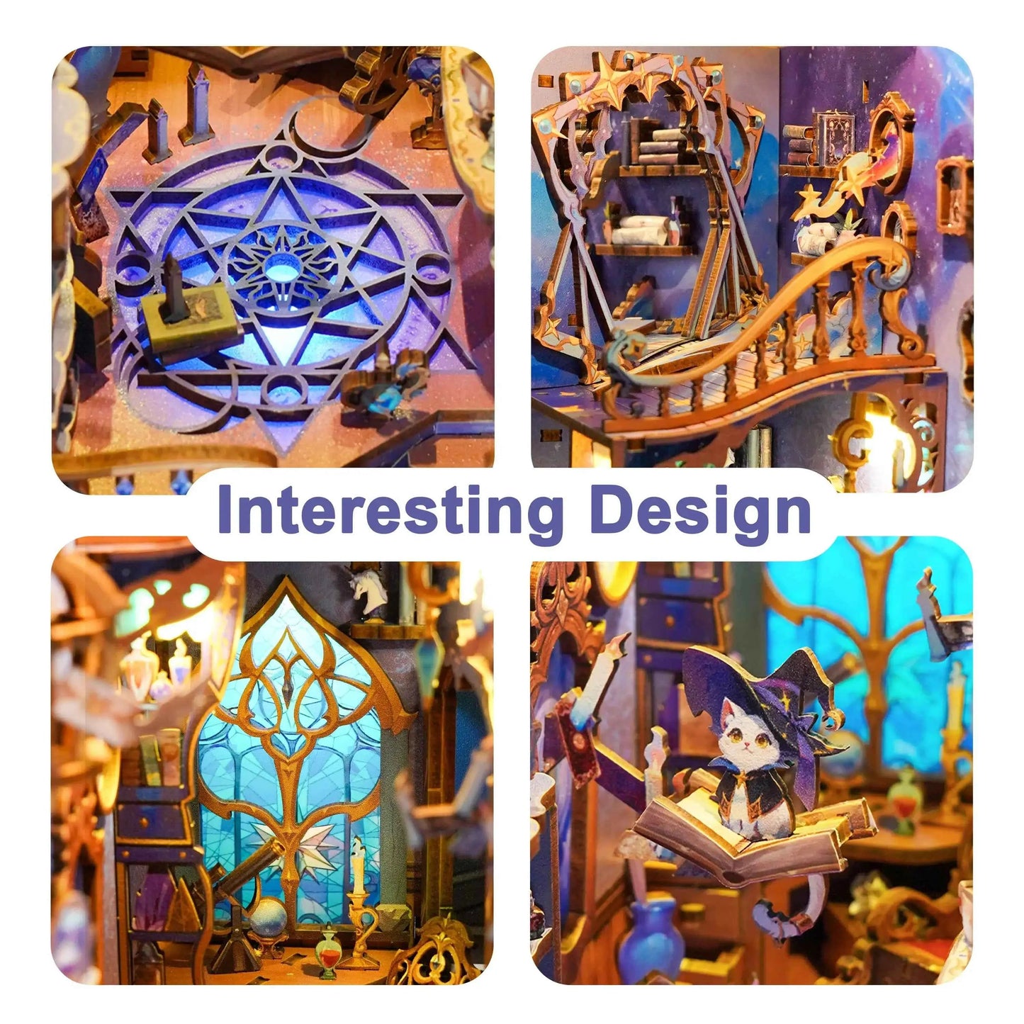 TONECHEER Mid-Year Flash Sale 3D Wooden Puzzle DIY Book Nook Kit (Magic Stars Room)