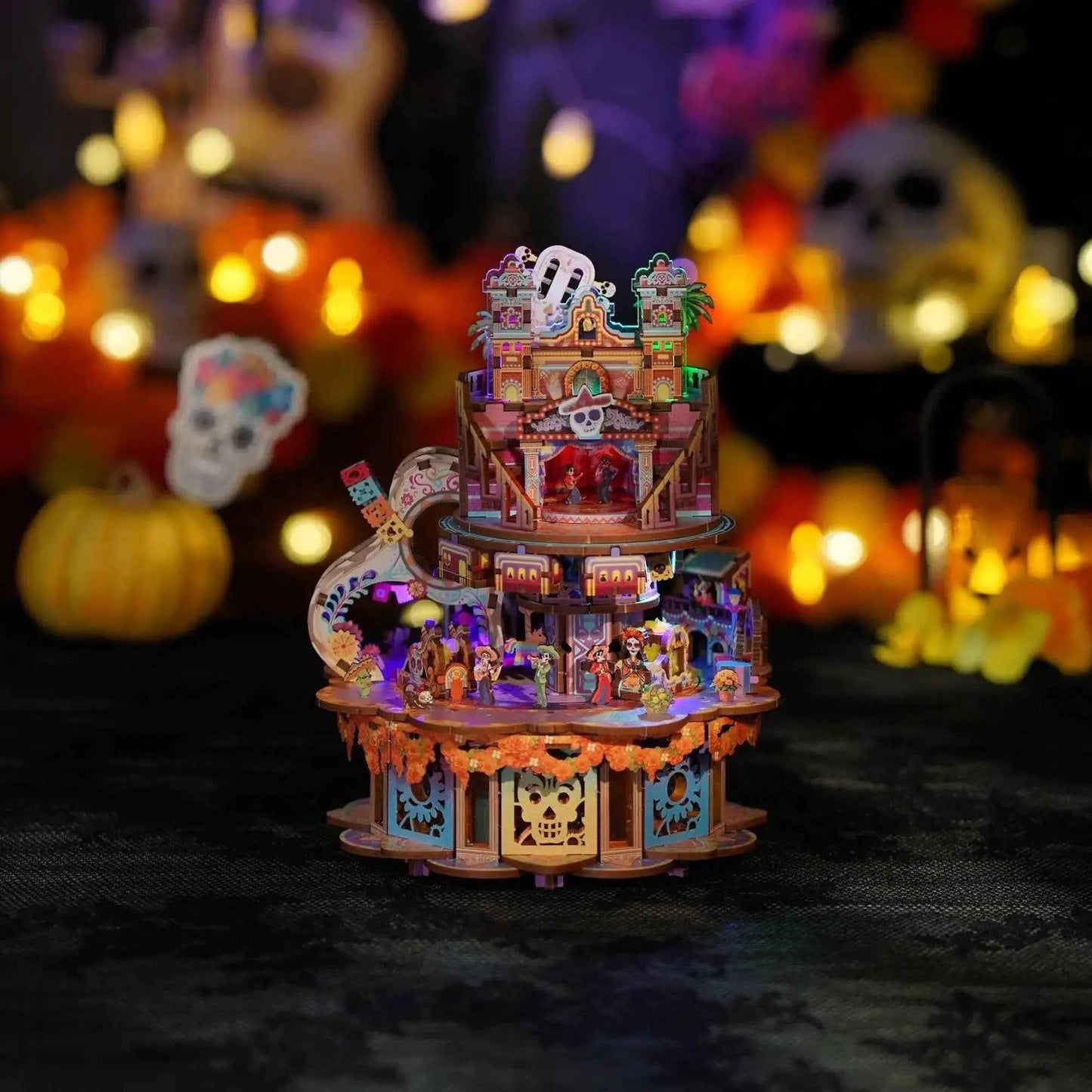 TONECHEER 3D Creative Musical Puzzle DIY Rotating Music Box Kit (Dreams wander)