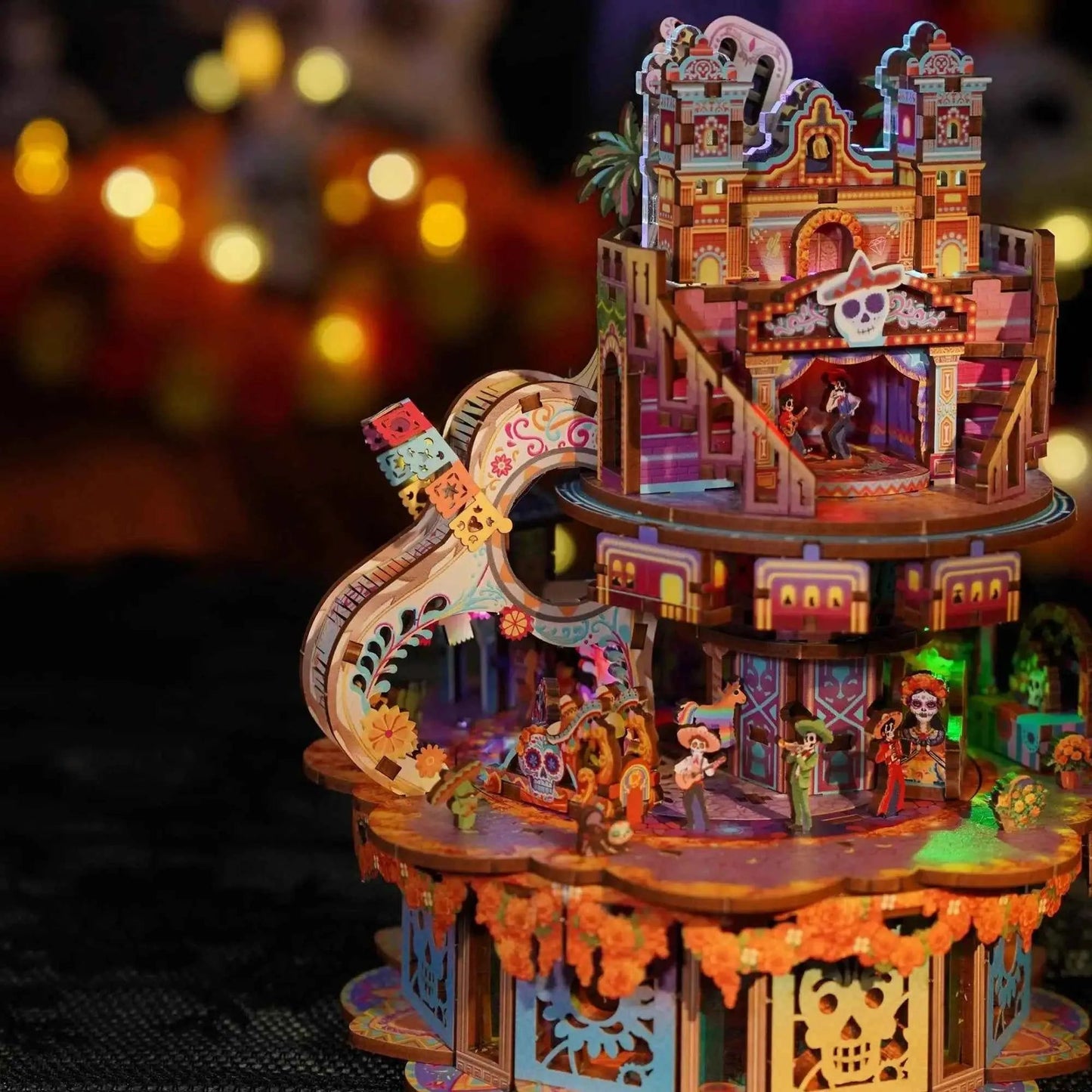 TONECHEER 3D Creative Musical Puzzle DIY Rotating Music Box Kit (Dreams wander)