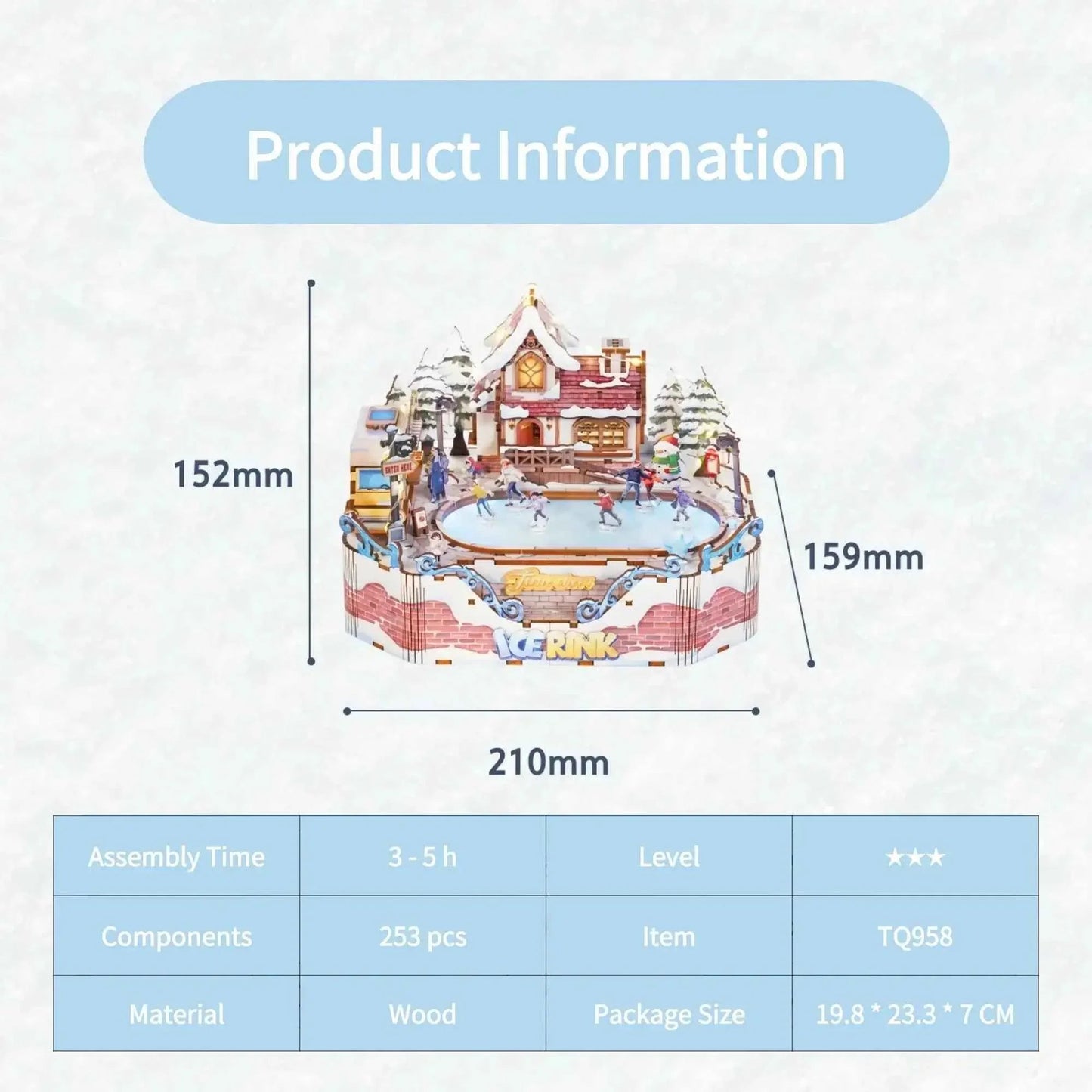 TONECHEER 3D Creative Musical Puzzle DIY Rotating Music Box Kit (Ice Rink)
