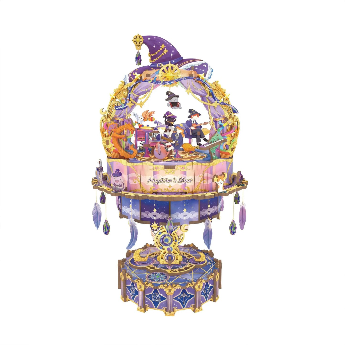 TONECHEER 3D Creative Musical Puzzle DIY Rotating Music Box Kit (Magician’s Show)