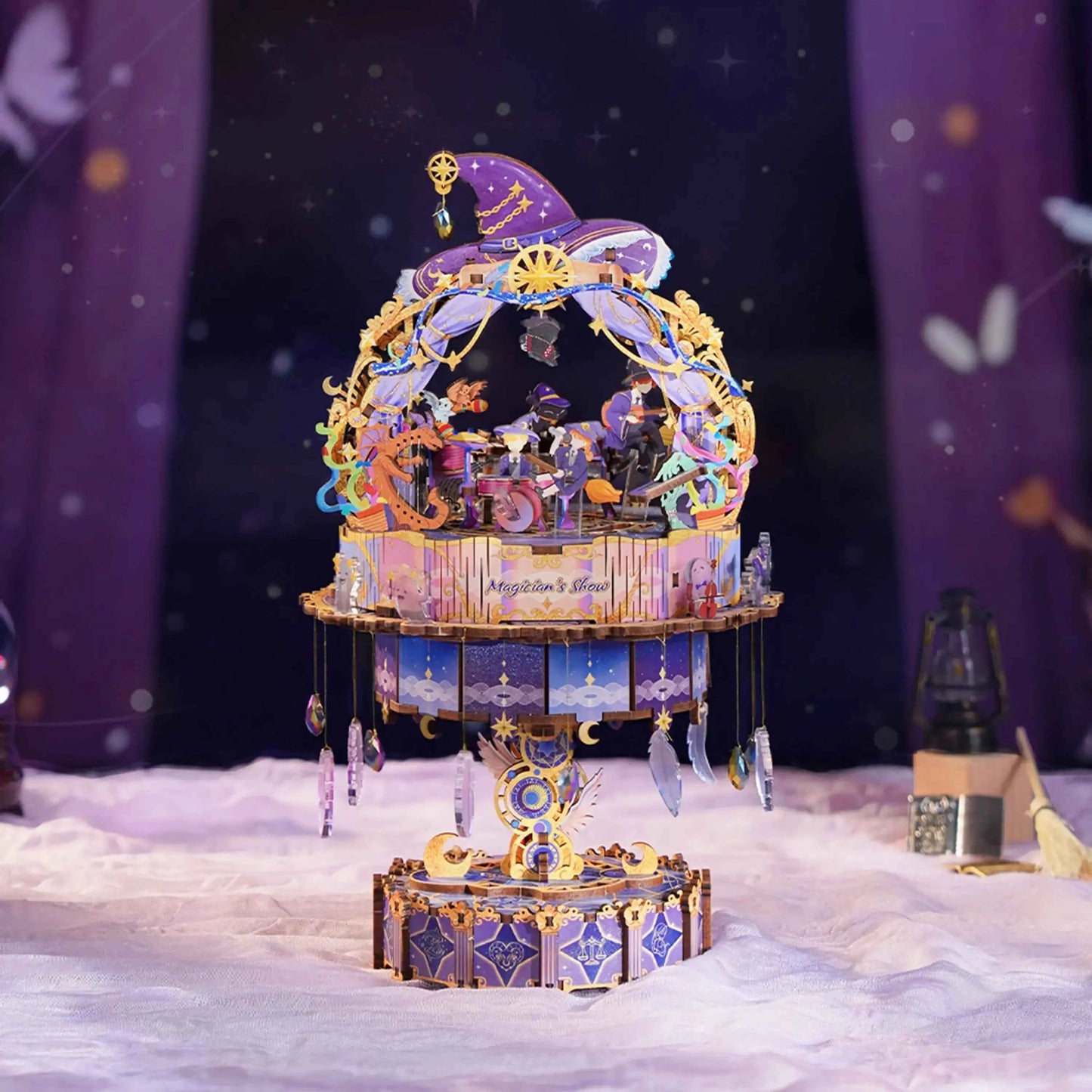 TONECHEER 3D Creative Musical Puzzle DIY Rotating Music Box Kit (Magician’s Show)