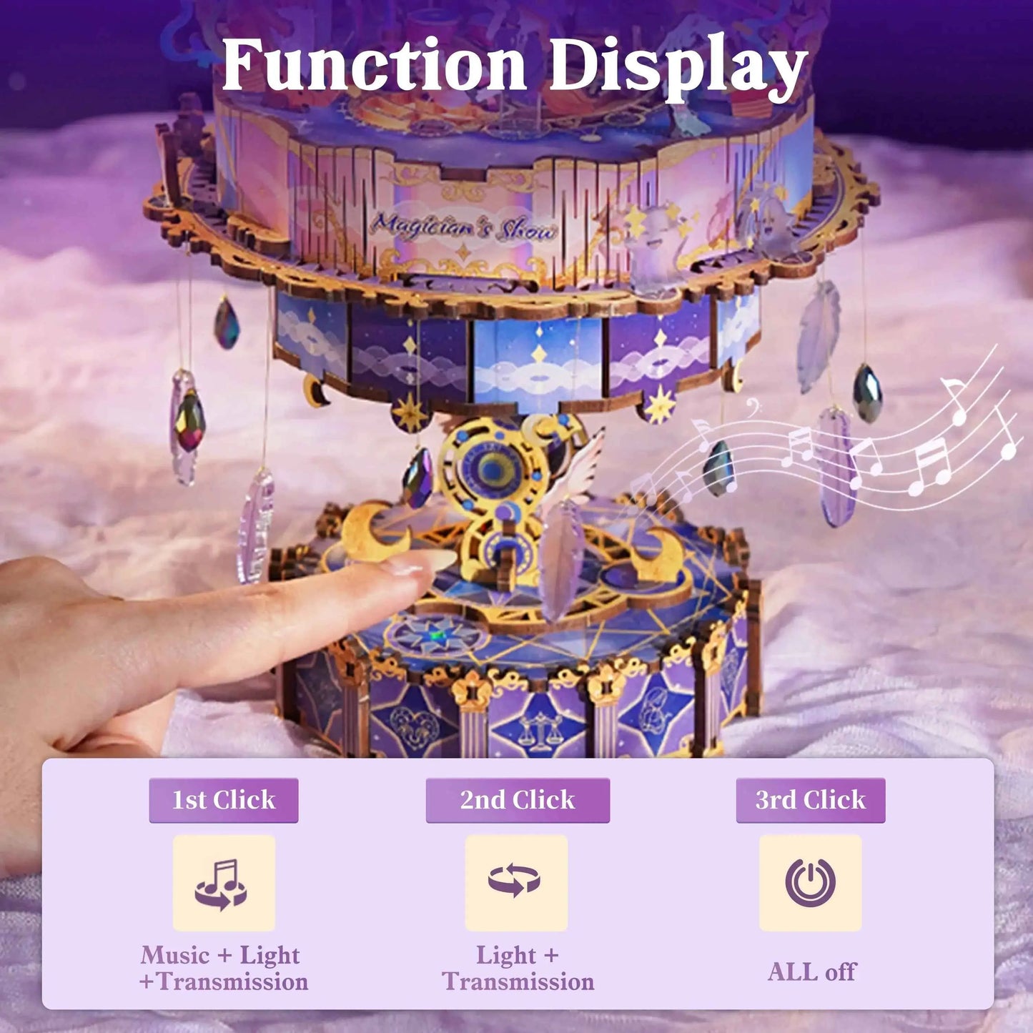TONECHEER 3D Creative Musical Puzzle DIY Rotating Music Box Kit (Magician’s Show)