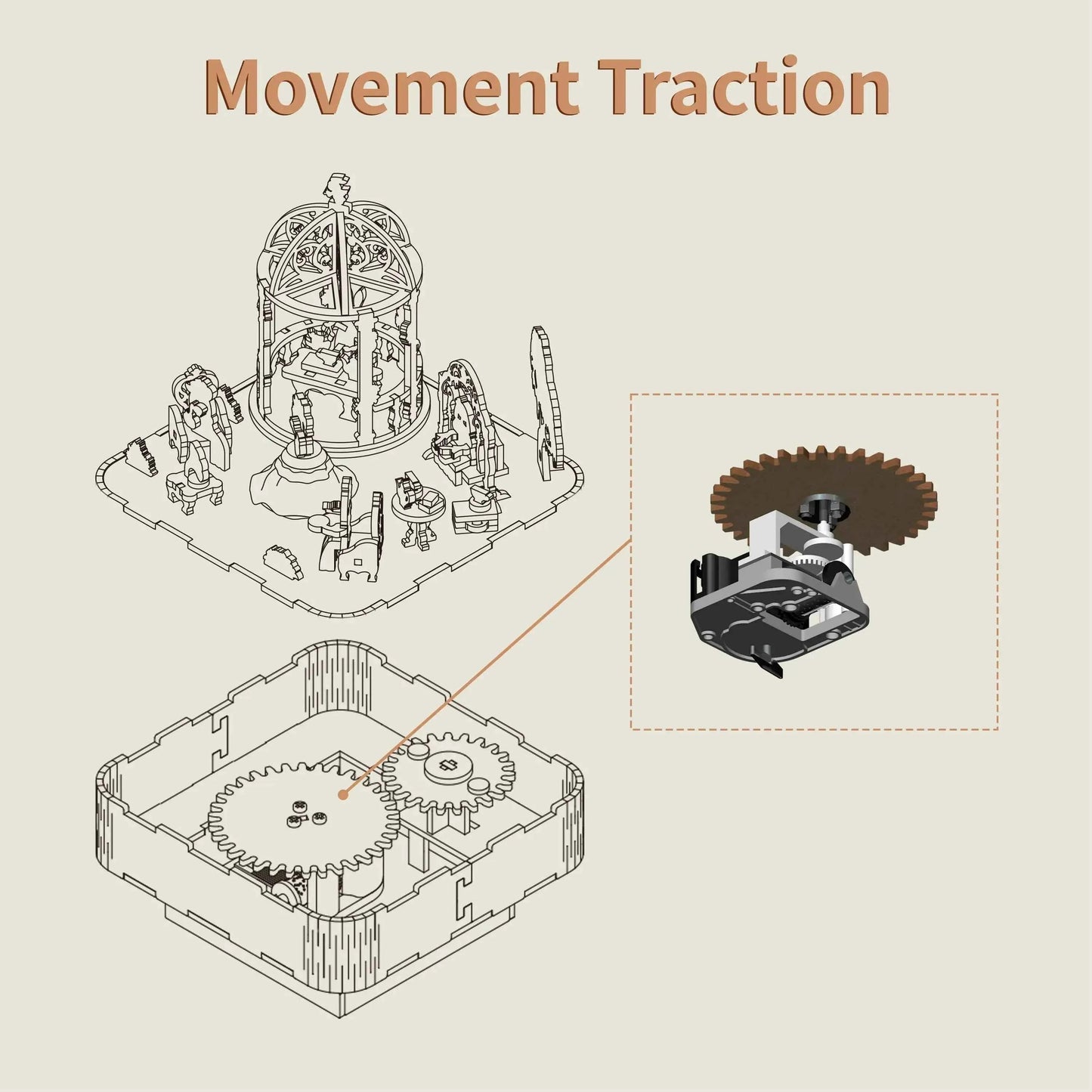 TONECHEER 3D Creative Musical Puzzle DIY Rotating Music Box Kit (Waltz in the Garden)