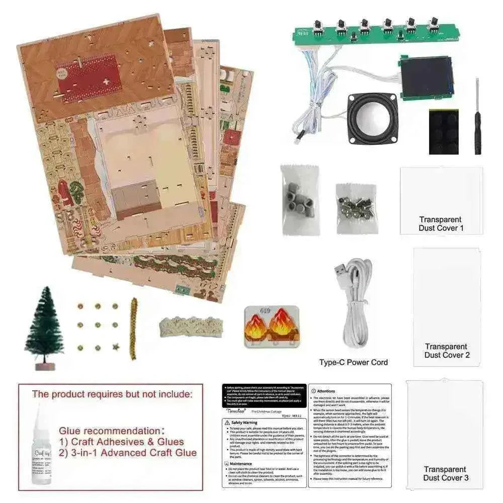 TONECHEER Mid-Year Flash Sale 3D Puzzle DIY Miniature House  (The Christmas Cottage)
