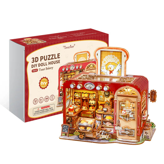 TONECHEER 3D Puzzle DIY Miniature House (Toast Bakery)