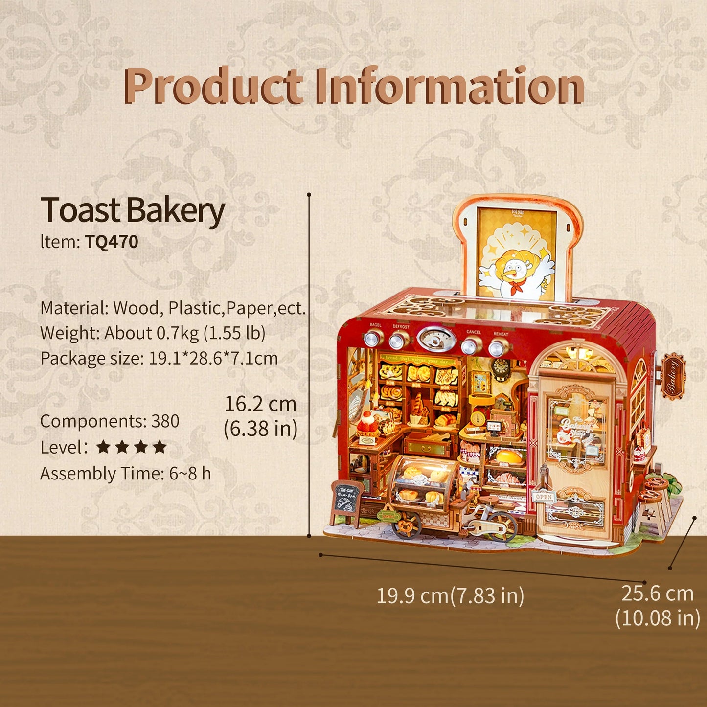 TONECHEER 3D Puzzle DIY Miniature House (Toast Bakery)