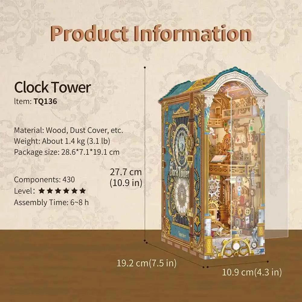 TONECHEER Mid-Year Flash Sale 3D Puzzle DIY Book Nook Kit (Clock Tower)