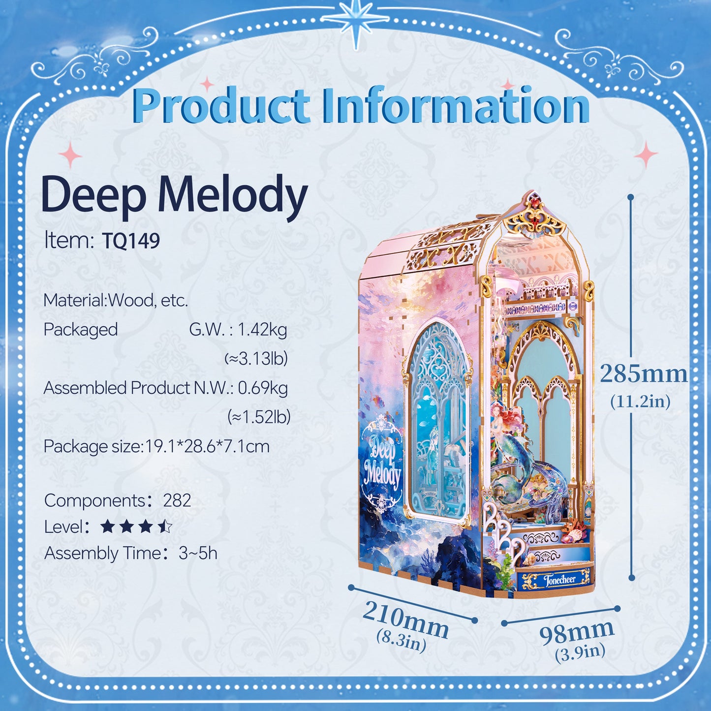 [Pre-sale]TONECHEER 3D Wooden Puzzle DIY Book Nook Kit (Deep Melody)