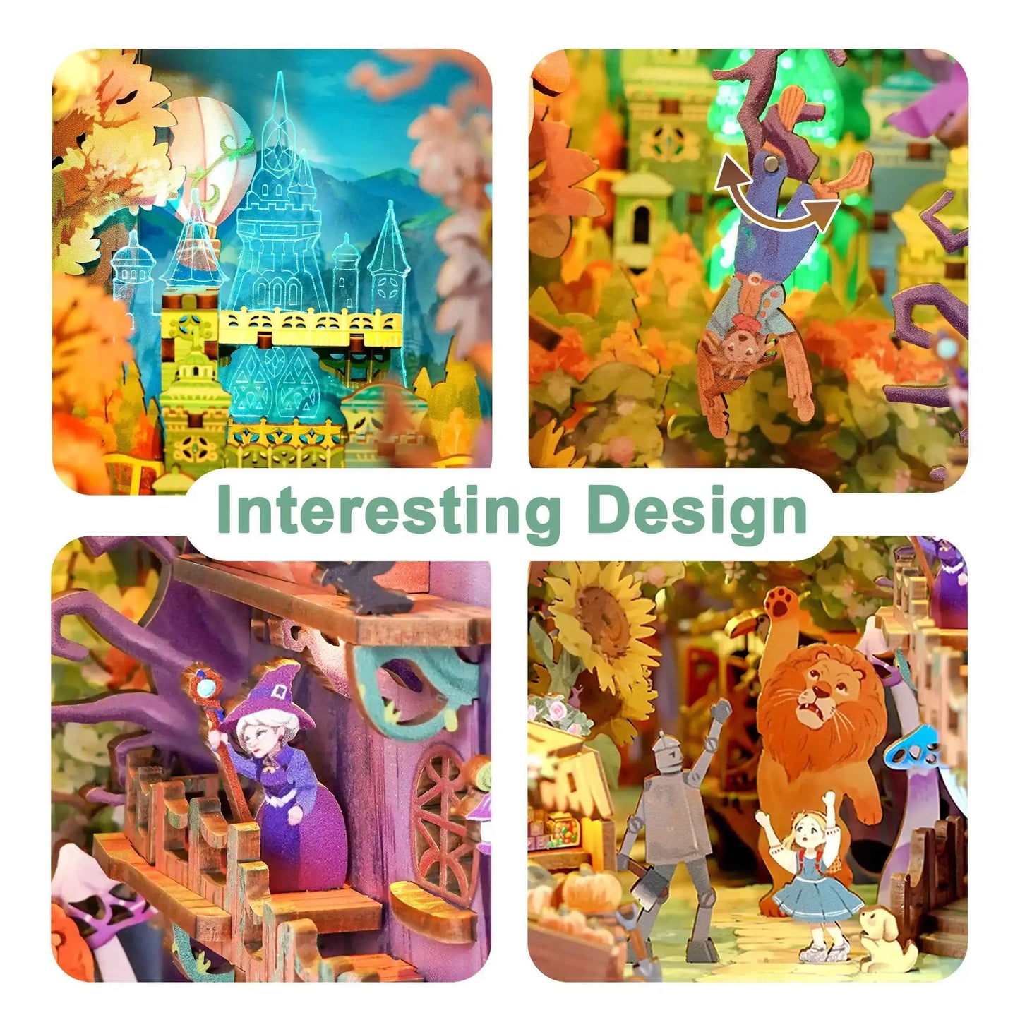TONECHEER 3D Wooden Puzzle DIY Book Nook Kit (Dorothy's Journey)