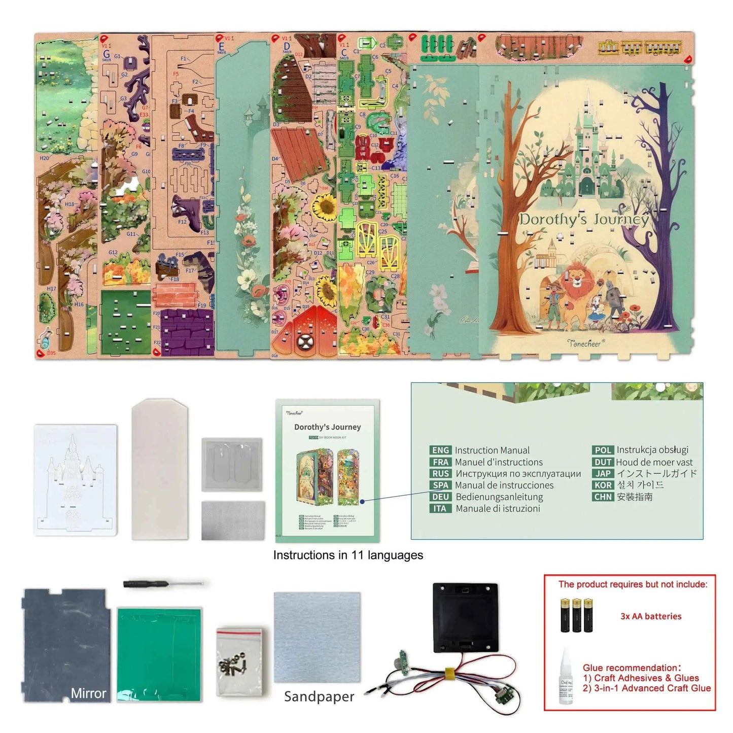 TONECHEER 3D Wooden Puzzle DIY Book Nook Kit (Dorothy's Journey)