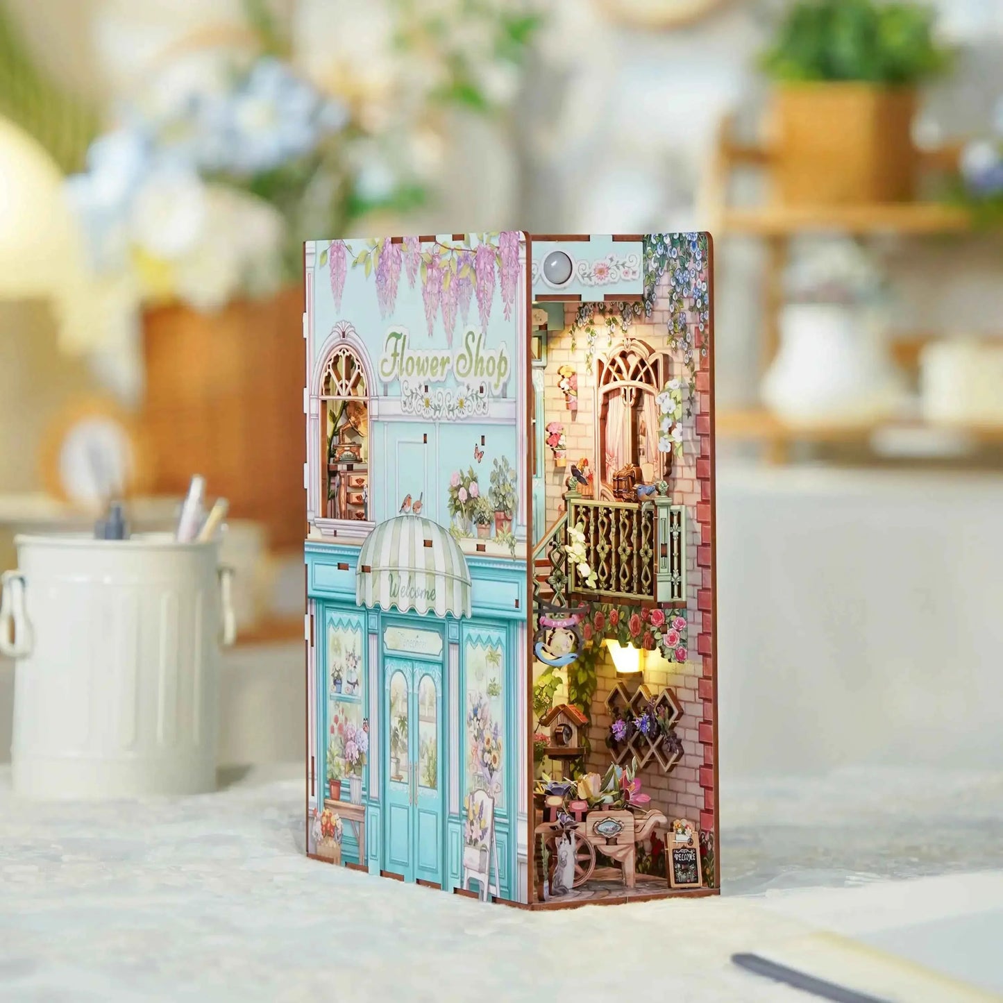 TONECHEER 3D Wooden Puzzle DIY Book Nook Kit (Flower Shop)
