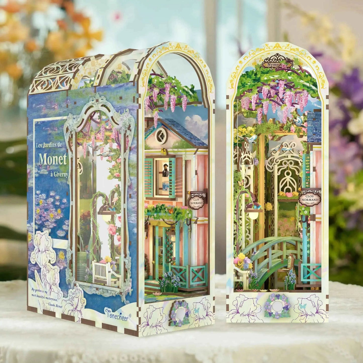 TONECHEER 3D Wooden Puzzle DIY Book Nook Kit (Giverny Garden)