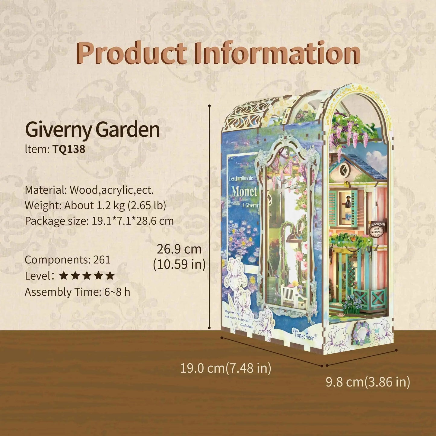 TONECHEER Mid-Year Flash Sale 3D Puzzle Book Nook Kit (Giverny Garden)