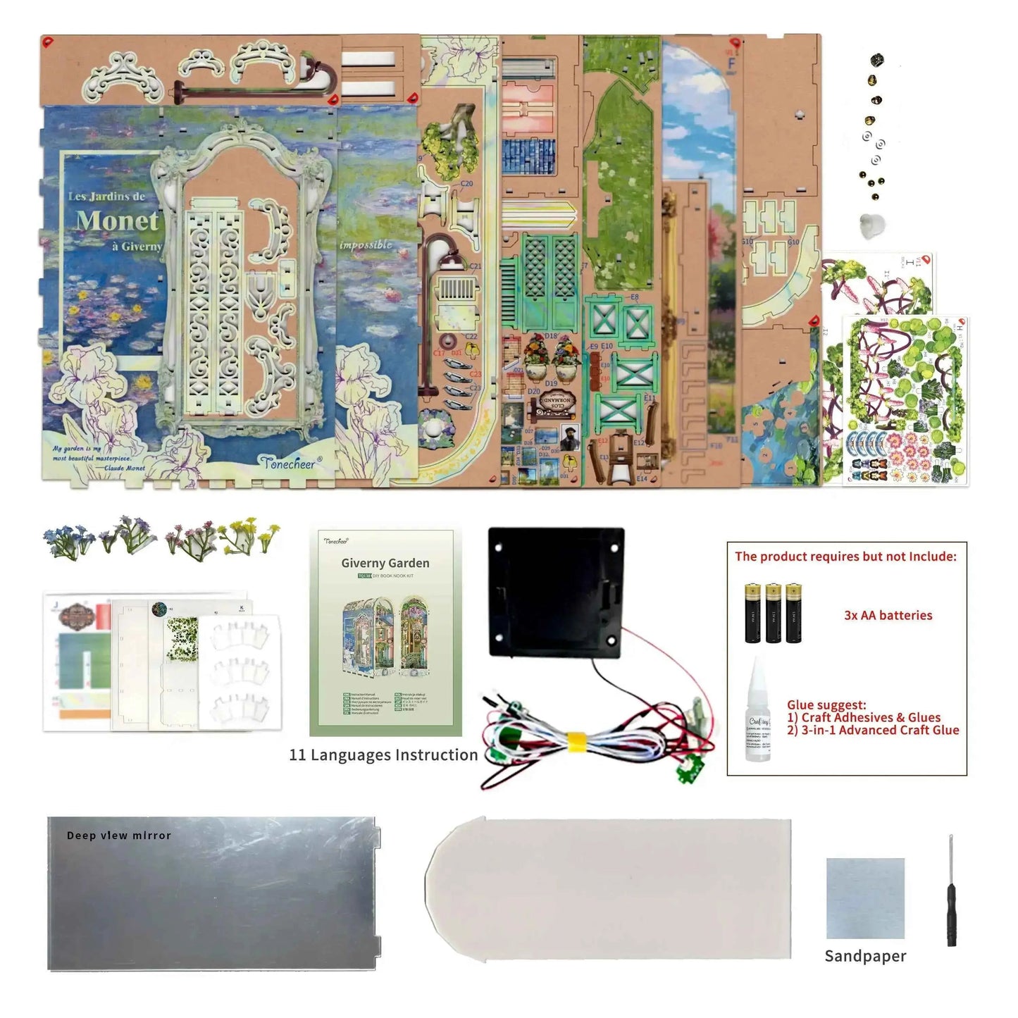 TONECHEER Mid-Year Flash Sale 3D Puzzle Book Nook Kit (Giverny Garden)
