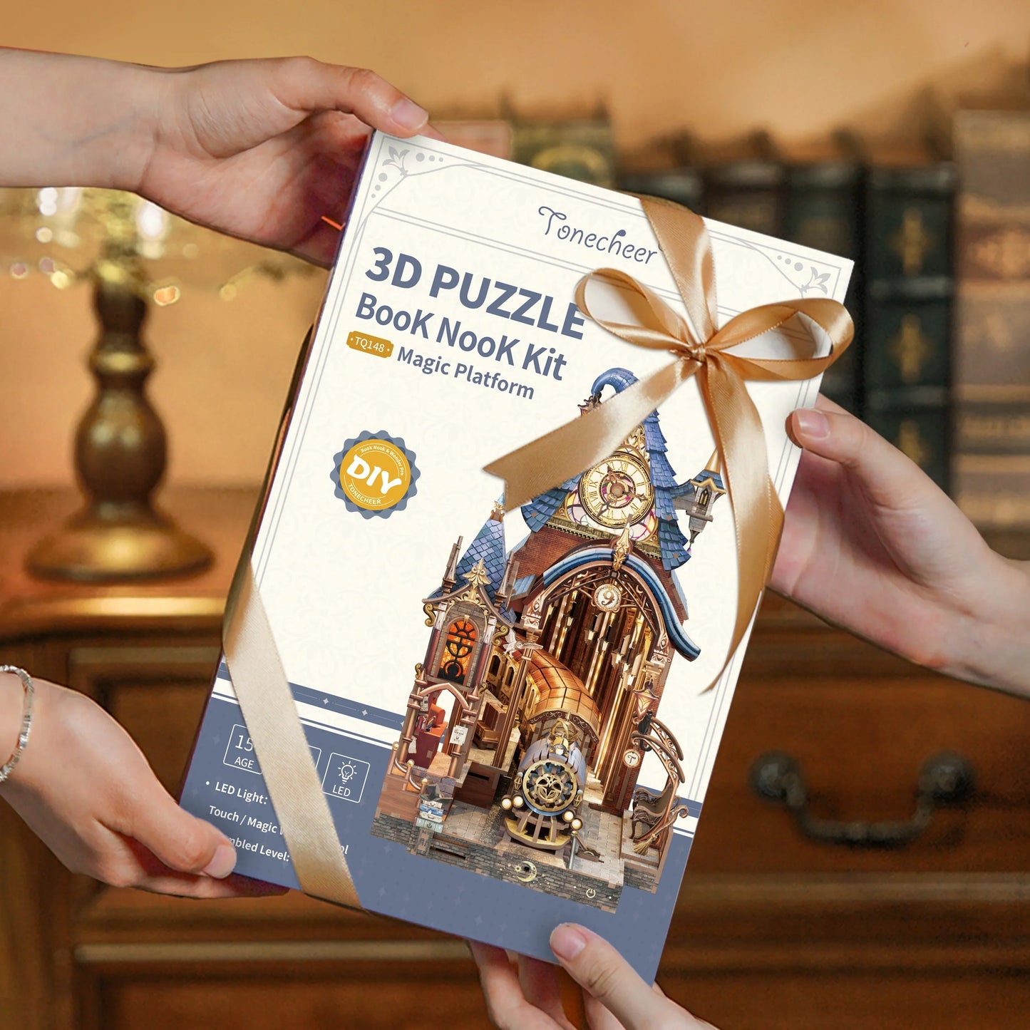 TONECHEER 3D Wooden Puzzle DIY Book Nook Kit (Magic Platform)