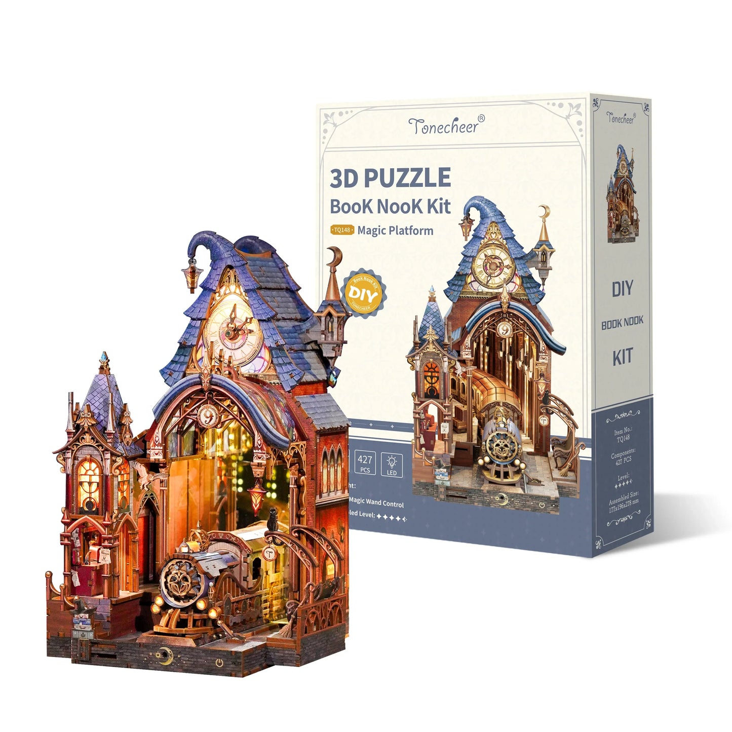 TONECHEER 3D Wooden Puzzle DIY Book Nook Kit (Magic Platform)