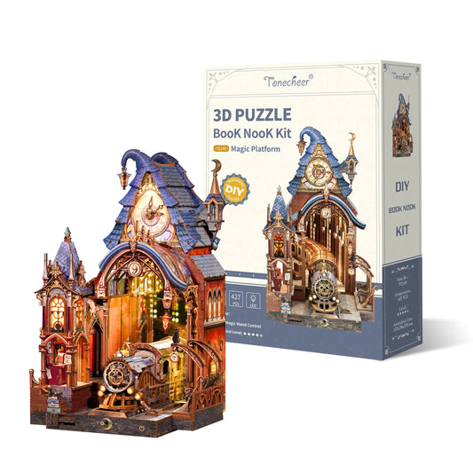 TONECHEER 3D Wooden Puzzle DIY Book Nook Kit (Magic Platform)