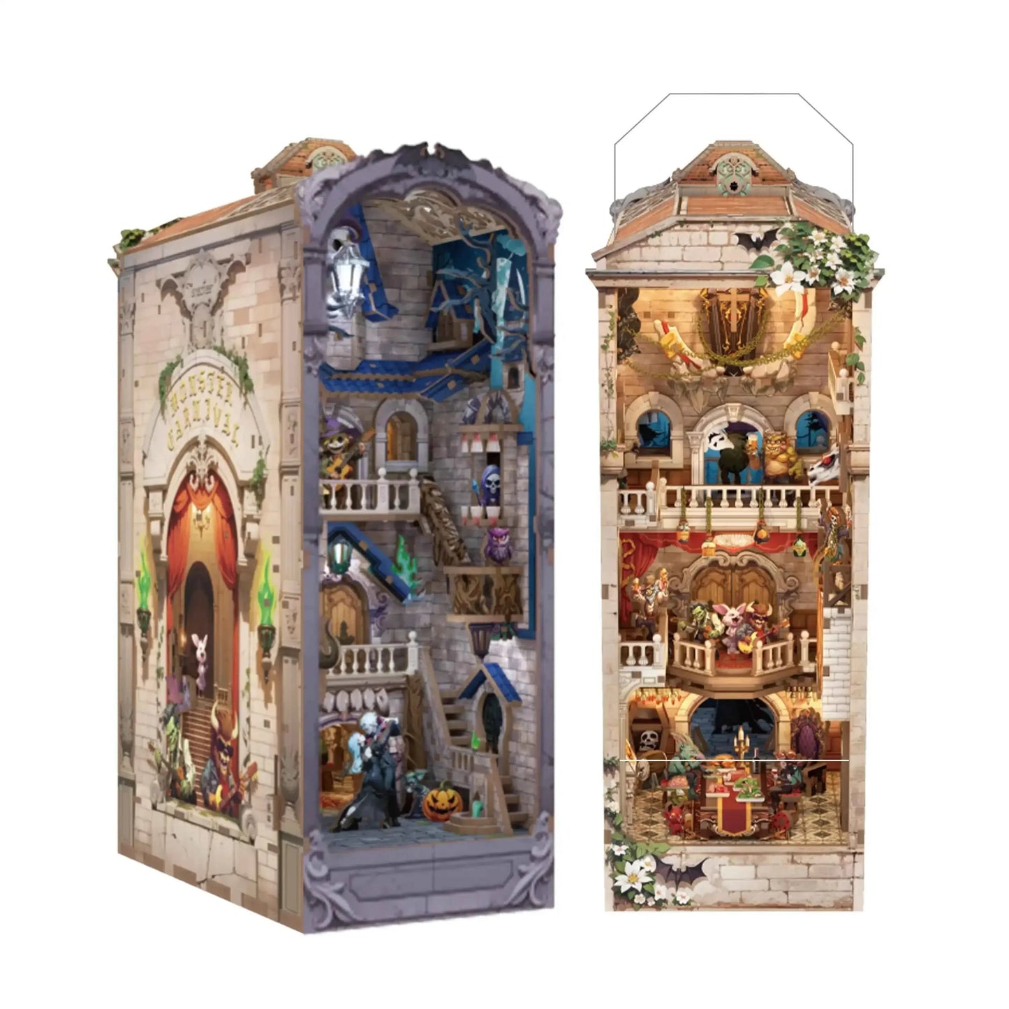 TONECHEER 3D Wooden Puzzle DIY Book Nook Kit (Monster Carnival)