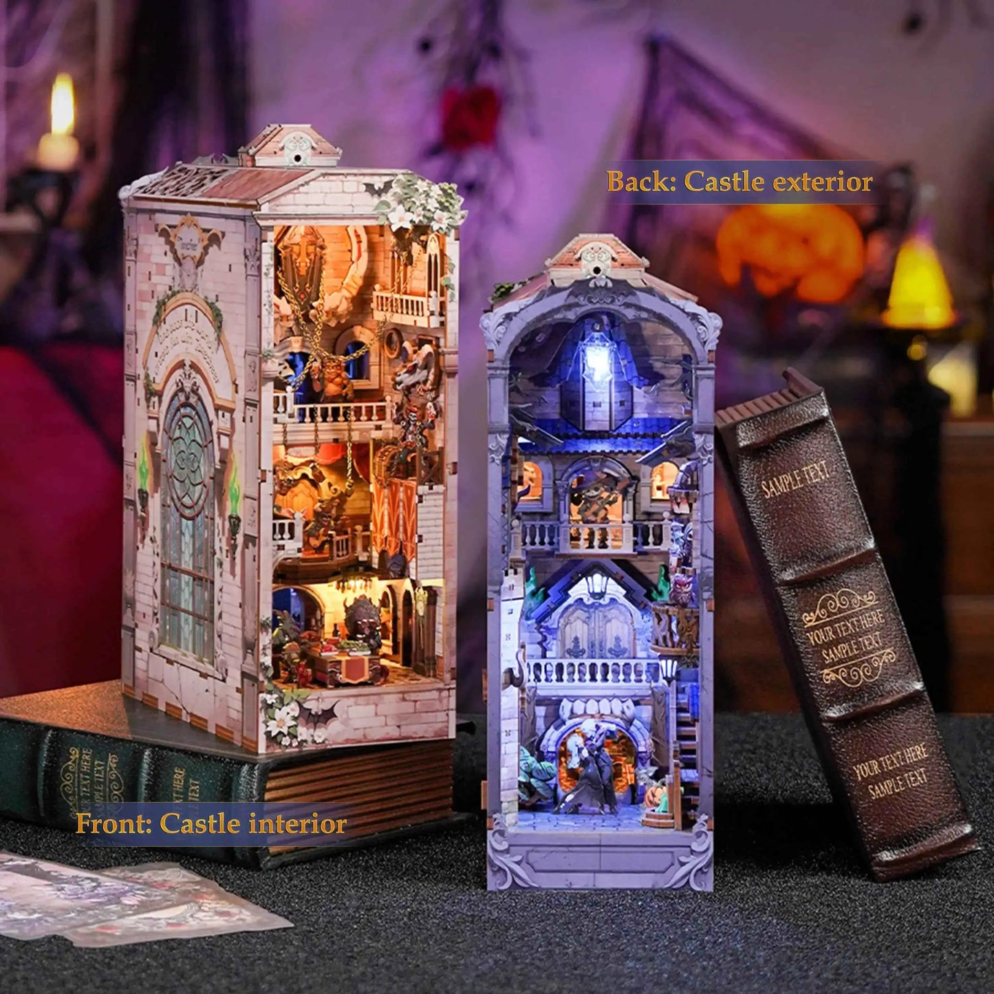 TONECHEER 3D Wooden Puzzle DIY Book Nook Kit (Monster Carnival)