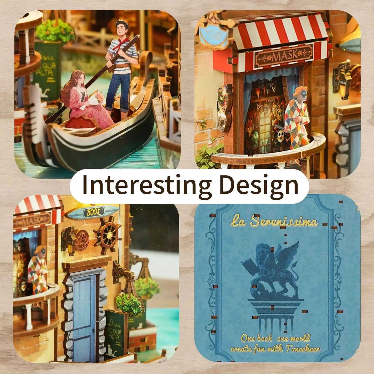 TONECHEER Mid-Year Flash Sale 3D Puzzle Book Nook Kit (Venetian Dreams)