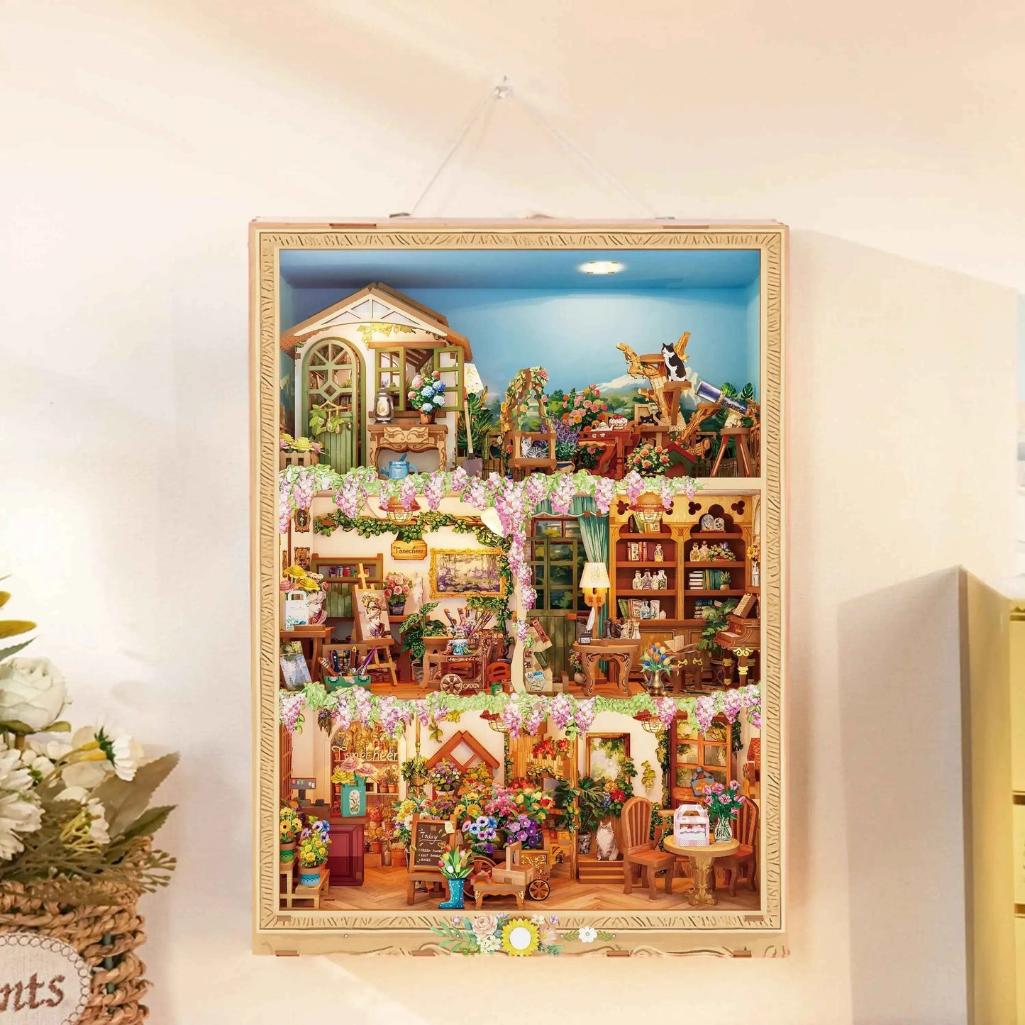 TONECHEER 3D Wooden Puzzle DIY Story Frame Kit (Blossom time)