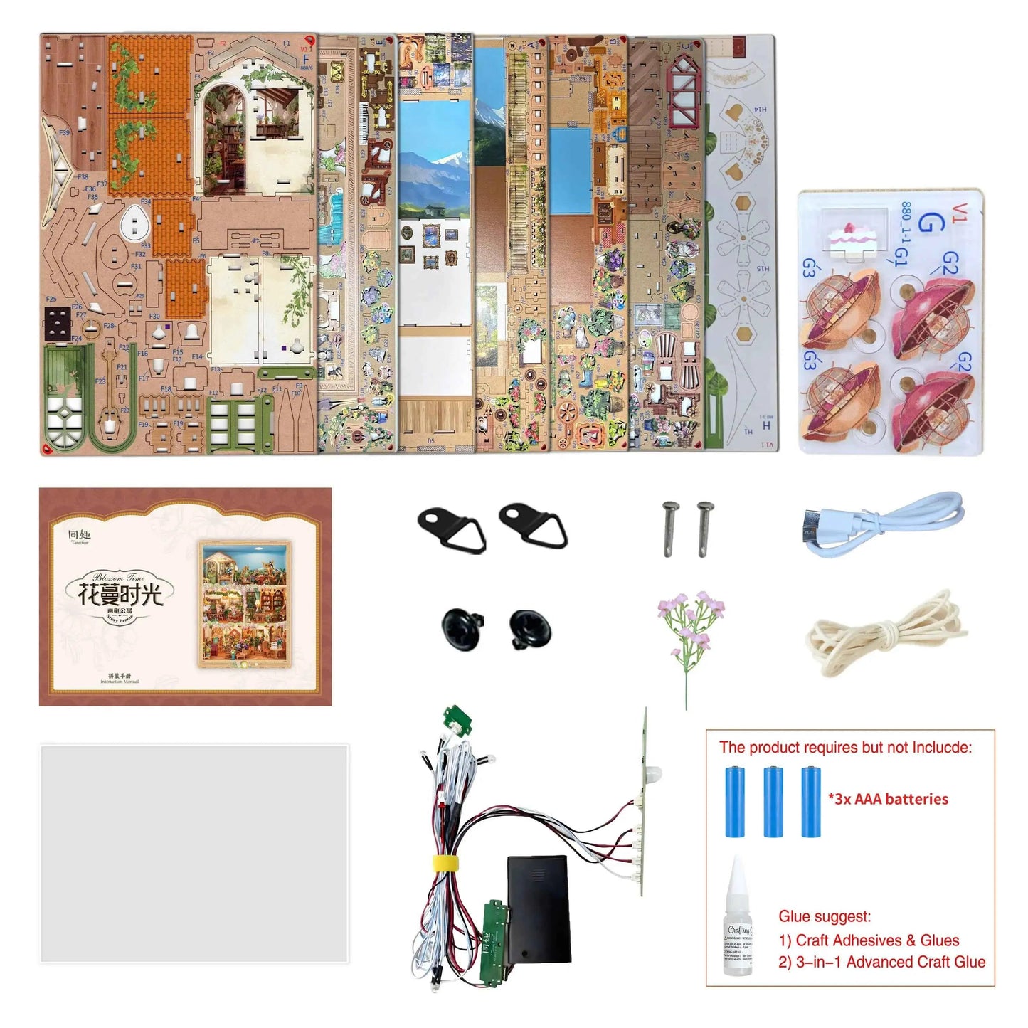 TONECHEER 3D Wooden Puzzle DIY Story Frame Kit (Blossom time)