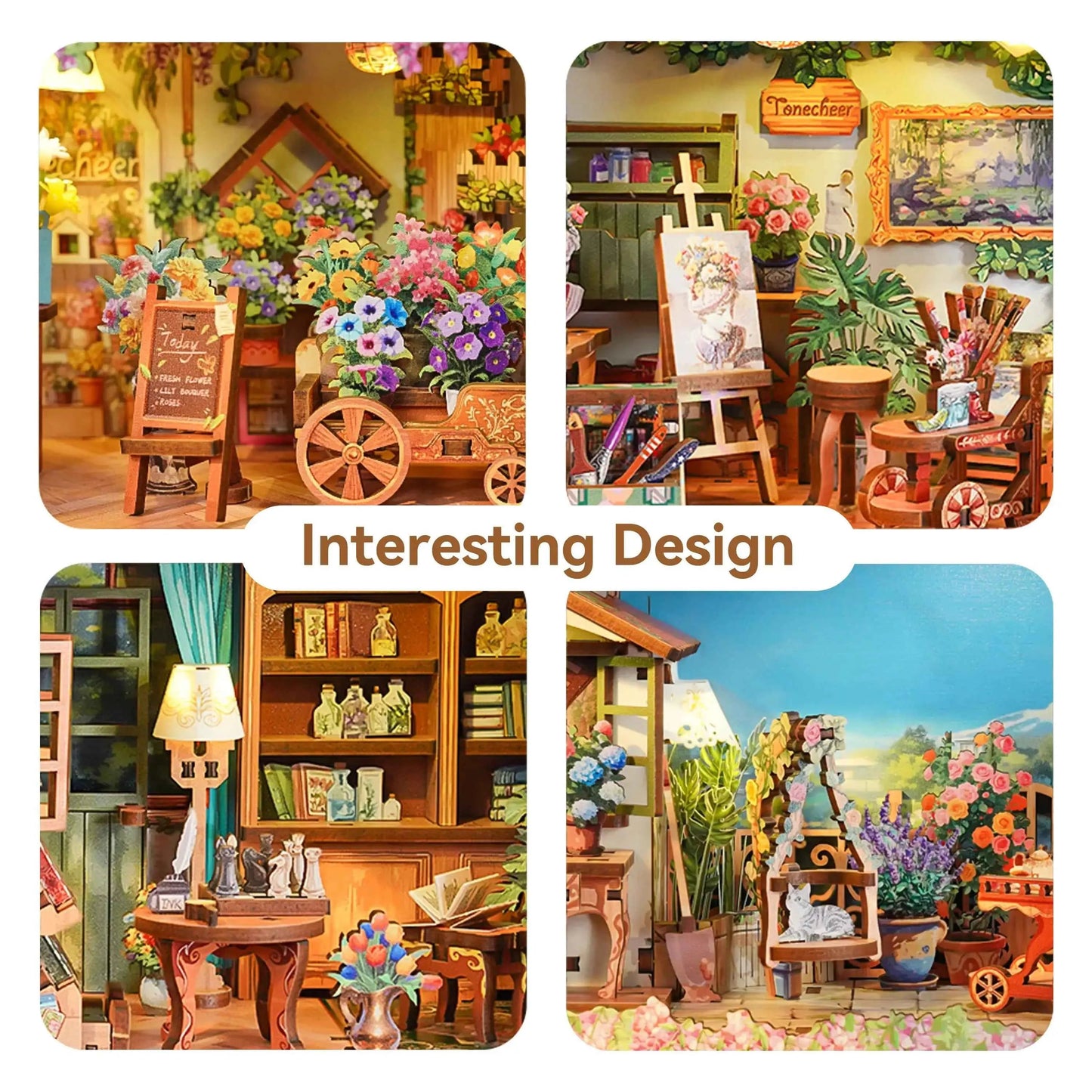 TONECHEER 3D Wooden Puzzle DIY Story Frame Kit (Blossom time)