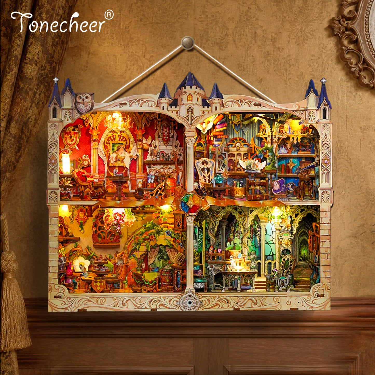 TONECHEER 3D Wooden Puzzle DIY Story Frame Kit (Magic College)