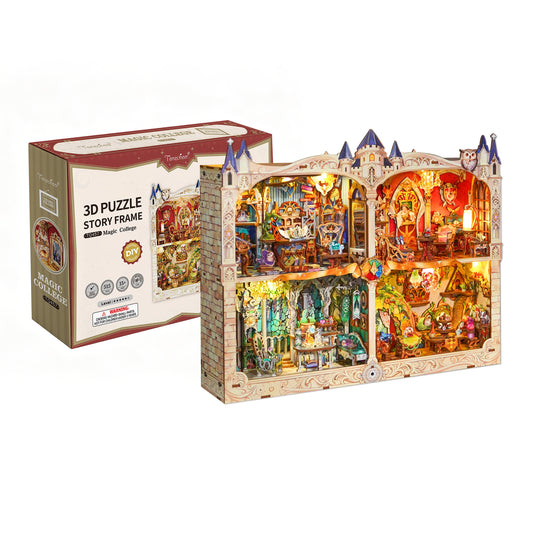 TONECHEER 3D Wooden Puzzle DIY Story Frame Kit (Magic College)