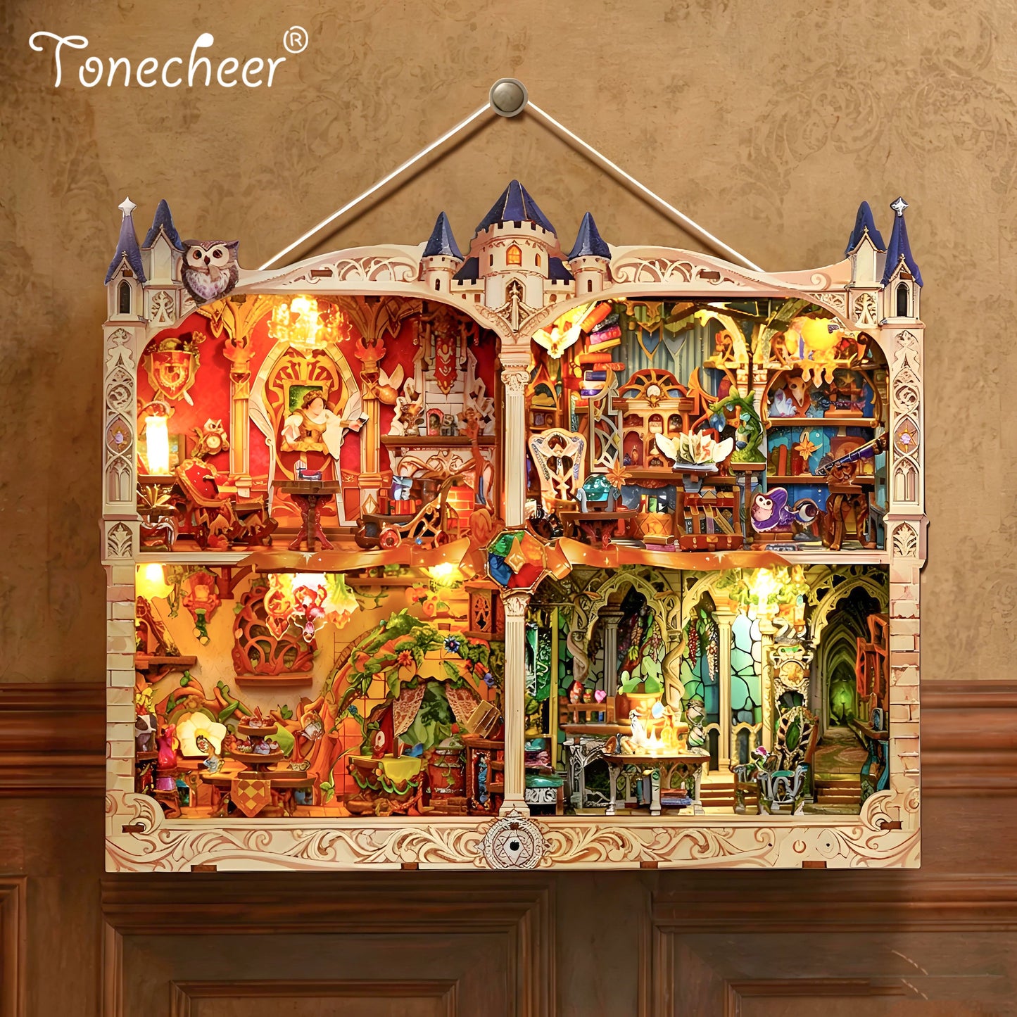TONECHEER 3D Wooden Puzzle DIY Story Frame Kit (Magic College)