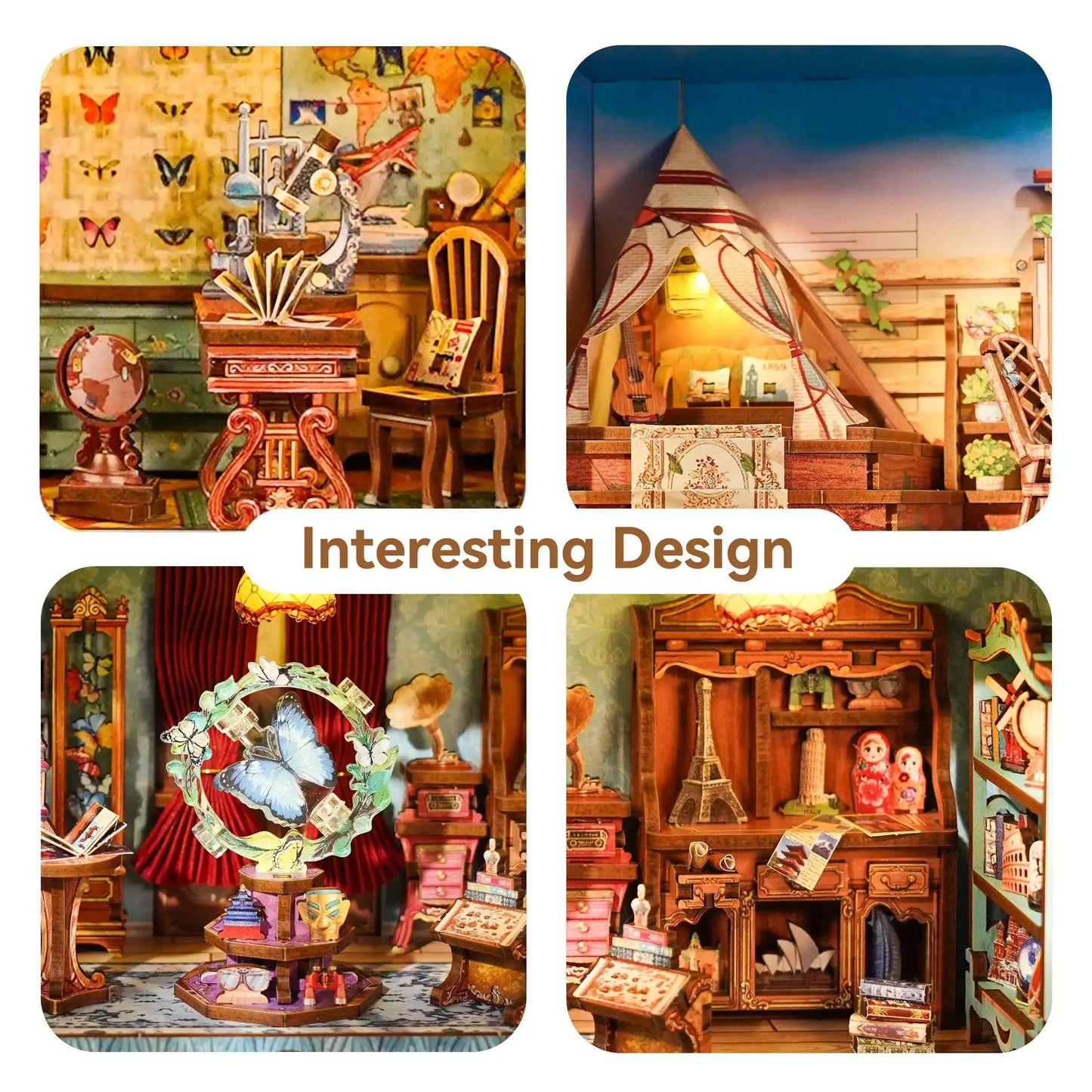 TONECHEER 3D Wooden Puzzle DIY Story Frame Kit (Travel Collector)