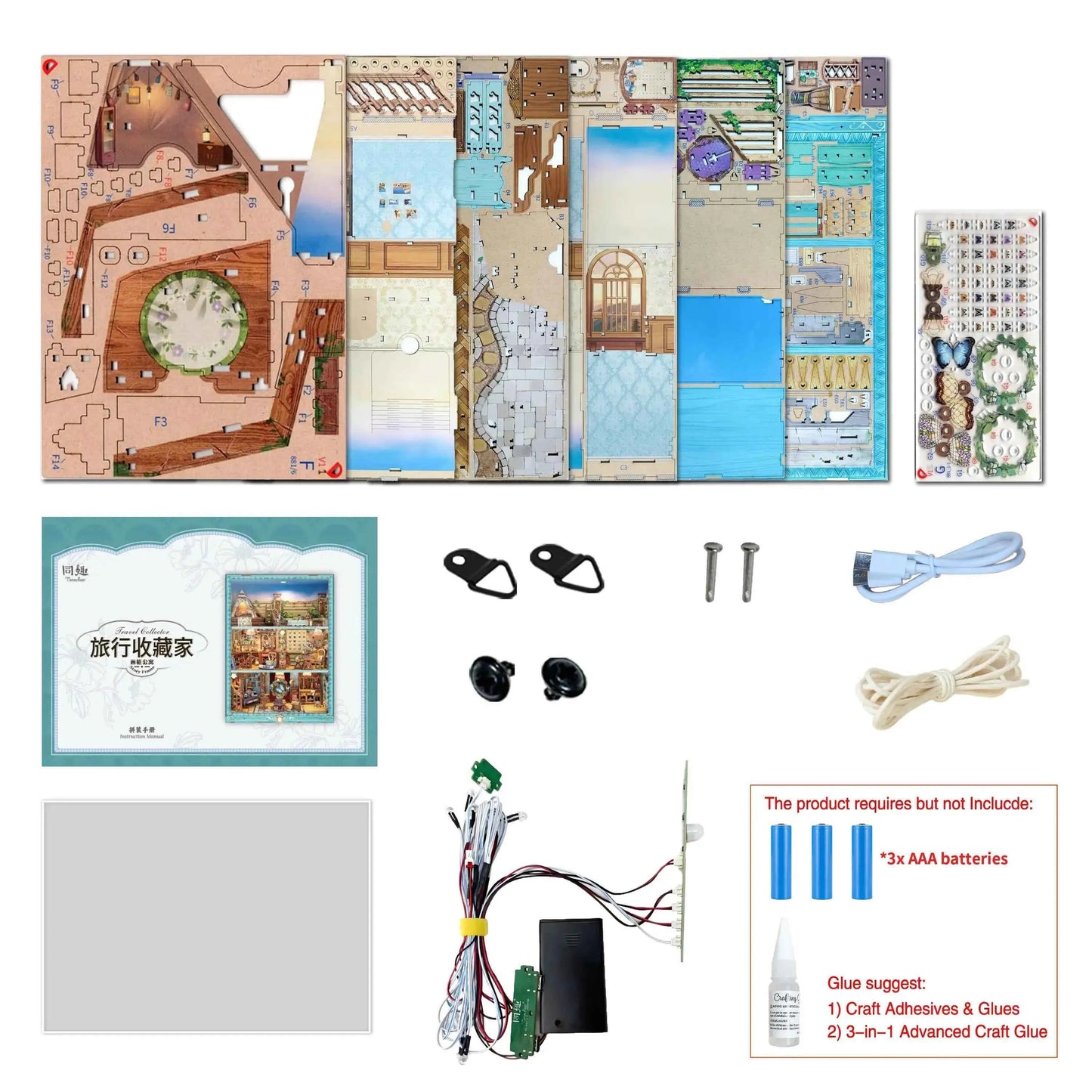 TONECHEER 3D Wooden Puzzle DIY Story Frame Kit (Travel Collector)