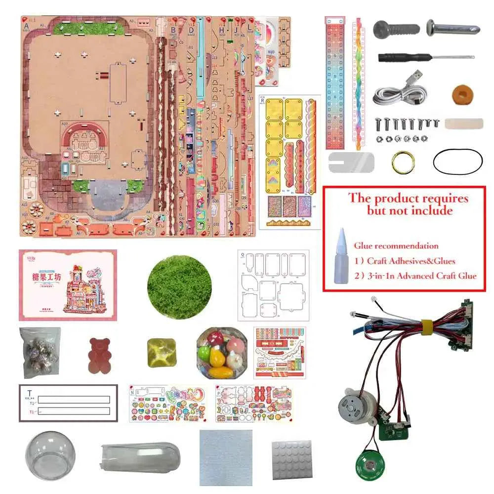 TONECHEER DIY 3D Puzzle Transmission Model Kit (Candy Workshop)