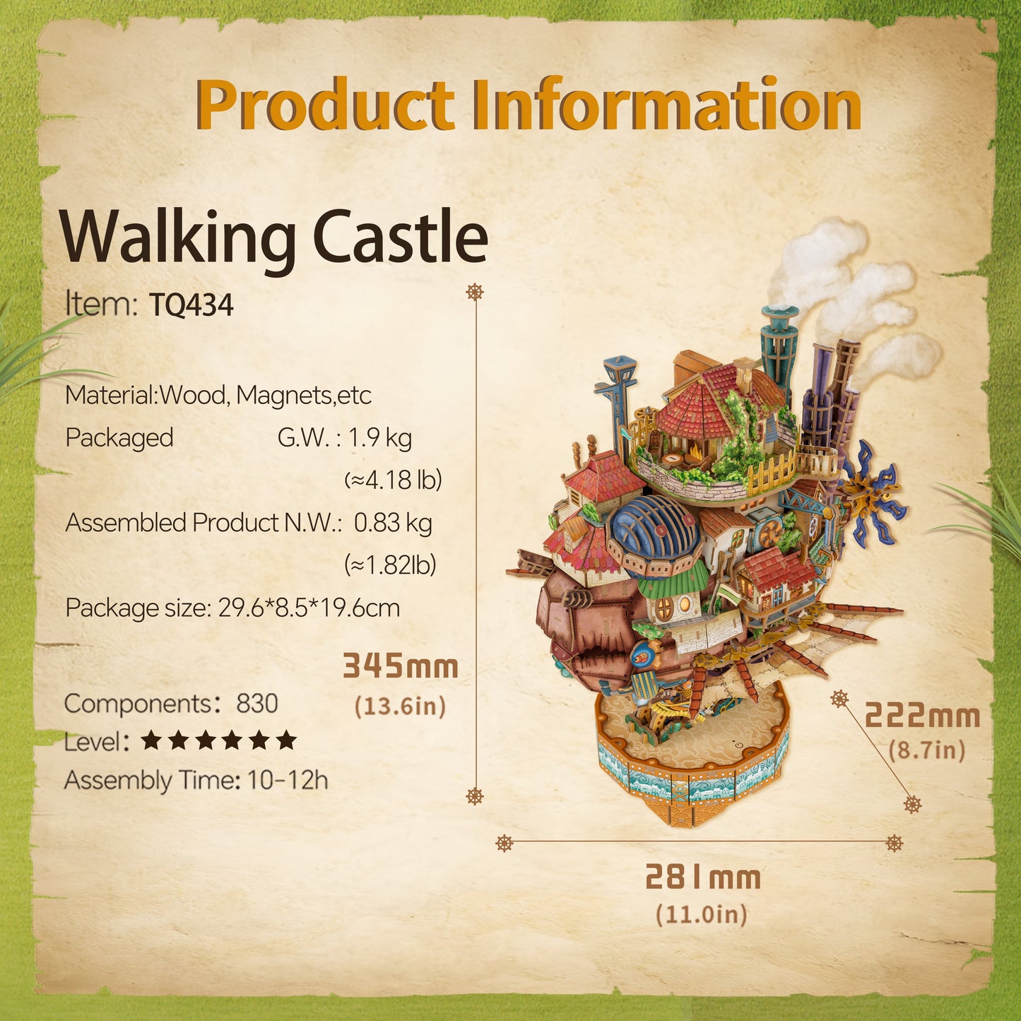 TONECHEER DIY 3D Puzzle Transmission Model Kit (Walking Castle)