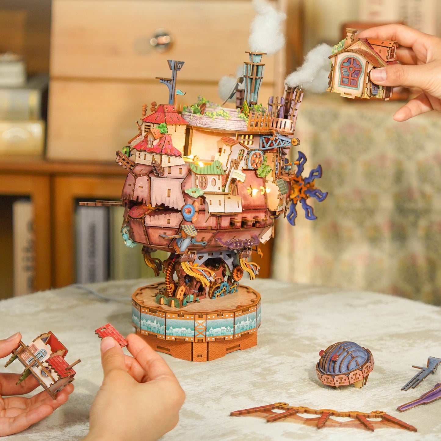 TONECHEER DIY 3D Puzzle Transmission Model Kit (Walking Castle)